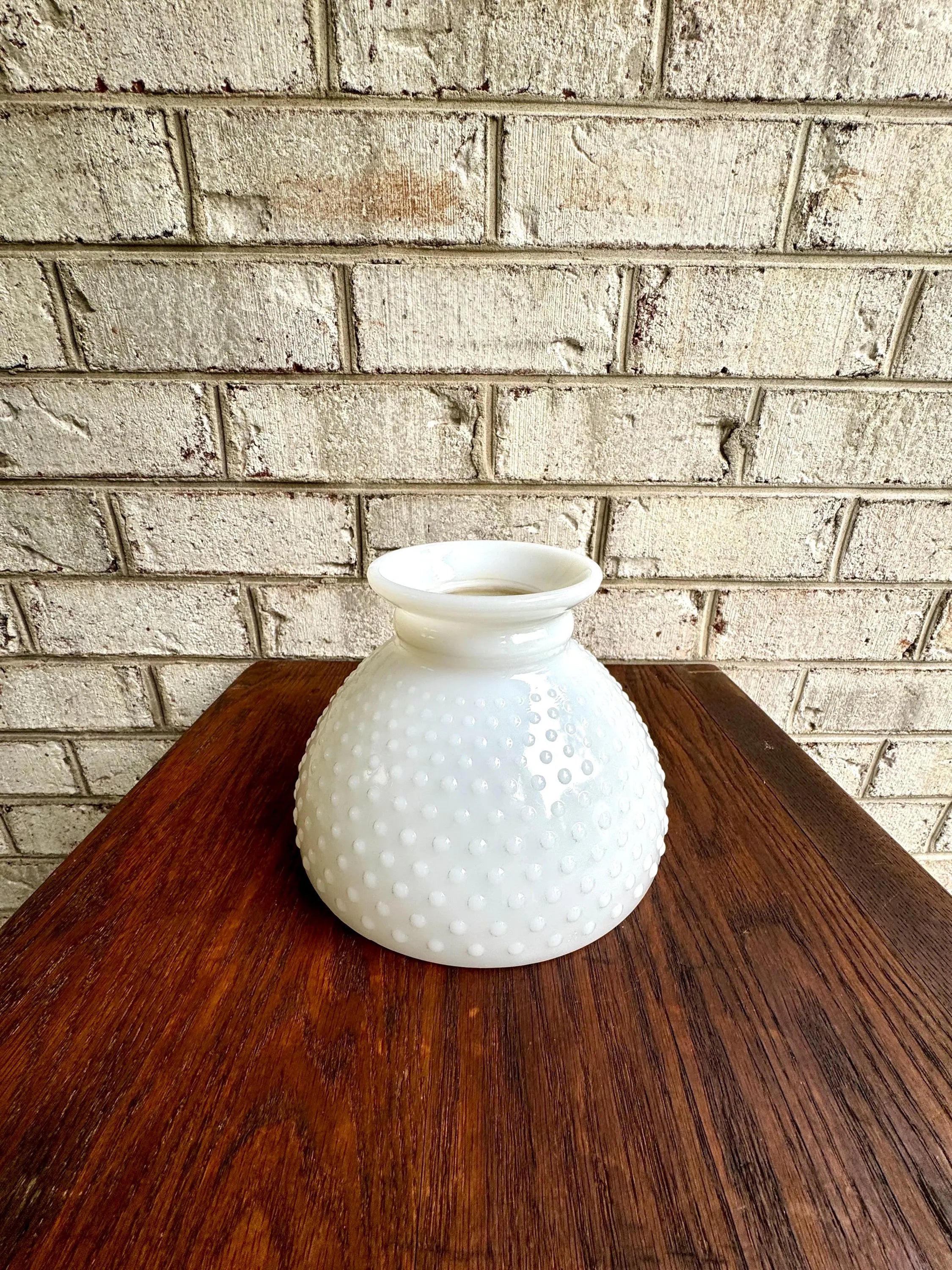 Hobnail Milk Glass Lamp Shade | Hobnail Hurricane Milk Glass Lamp Globe  | Vintage Milk Glass Hobnail Hurricane Glass| 8" Dia. Shade