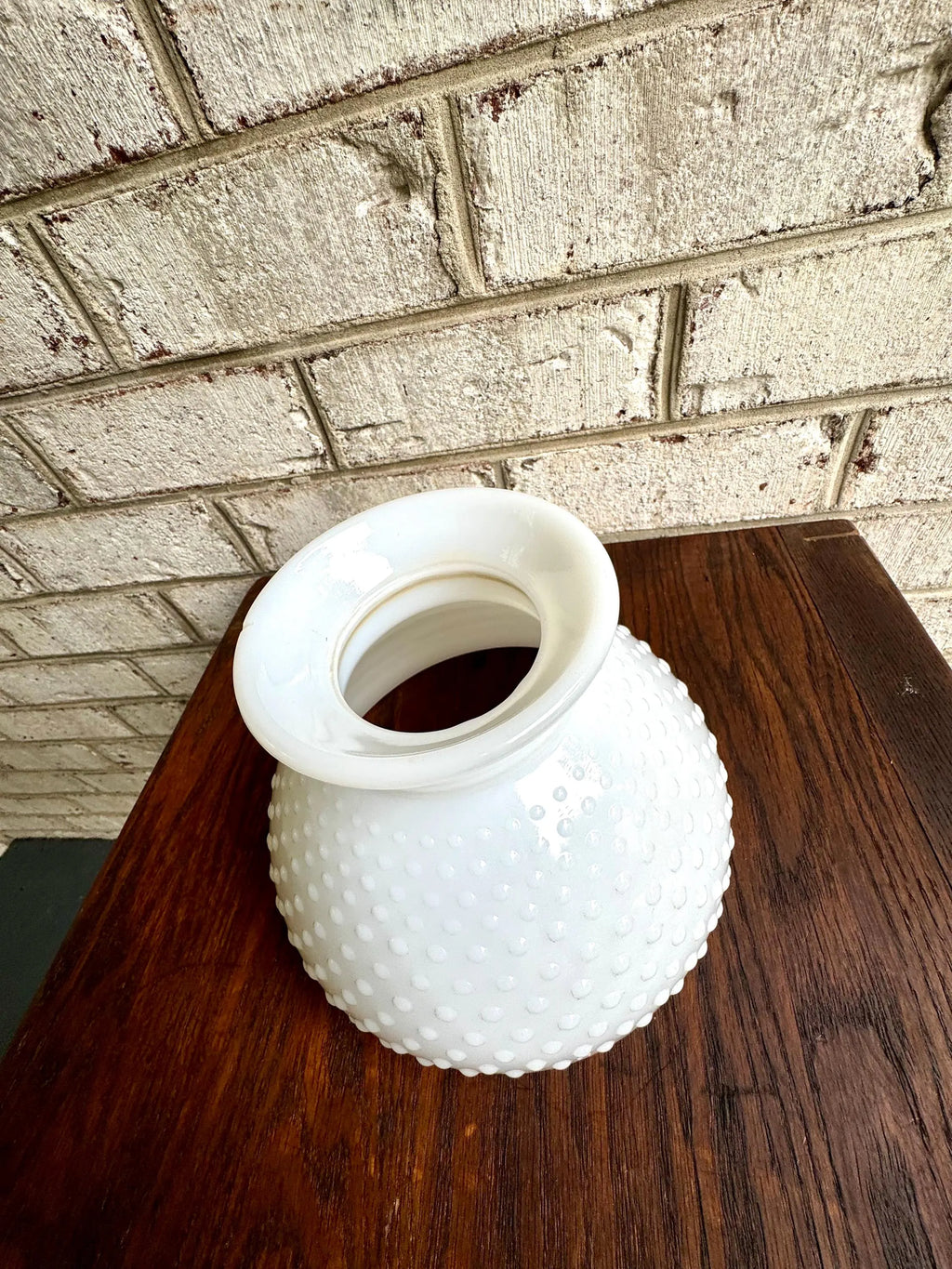 Hobnail Milk Glass Lamp Shade | Hobnail Hurricane Milk Glass Lamp Globe  | Vintage Milk Glass Hobnail Hurricane Glass| 8" Dia. Shade