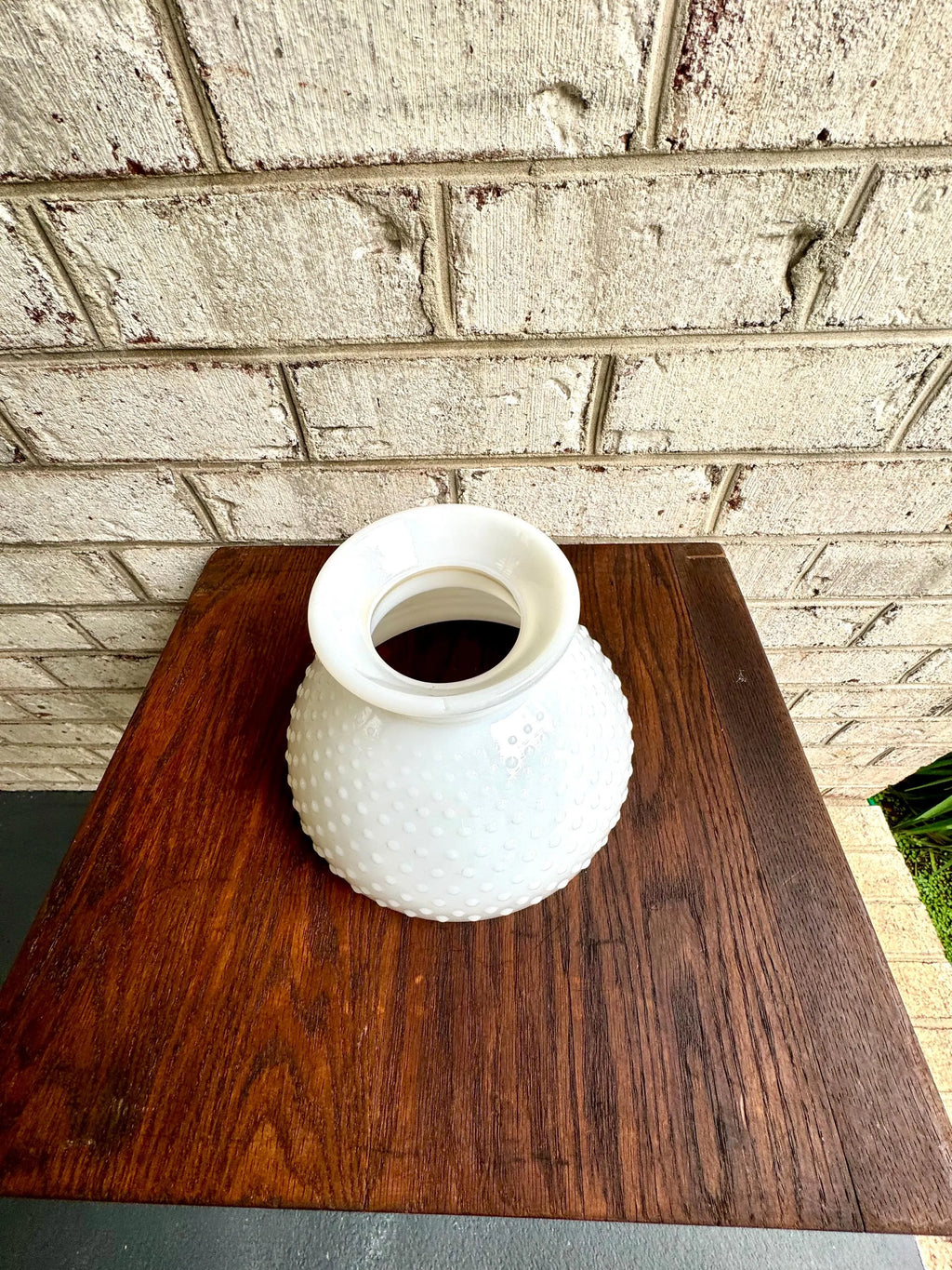 Hobnail Milk Glass Lamp Shade | Hobnail Hurricane Milk Glass Lamp Globe  | Vintage Milk Glass Hobnail Hurricane Glass| 8" Dia. Shade