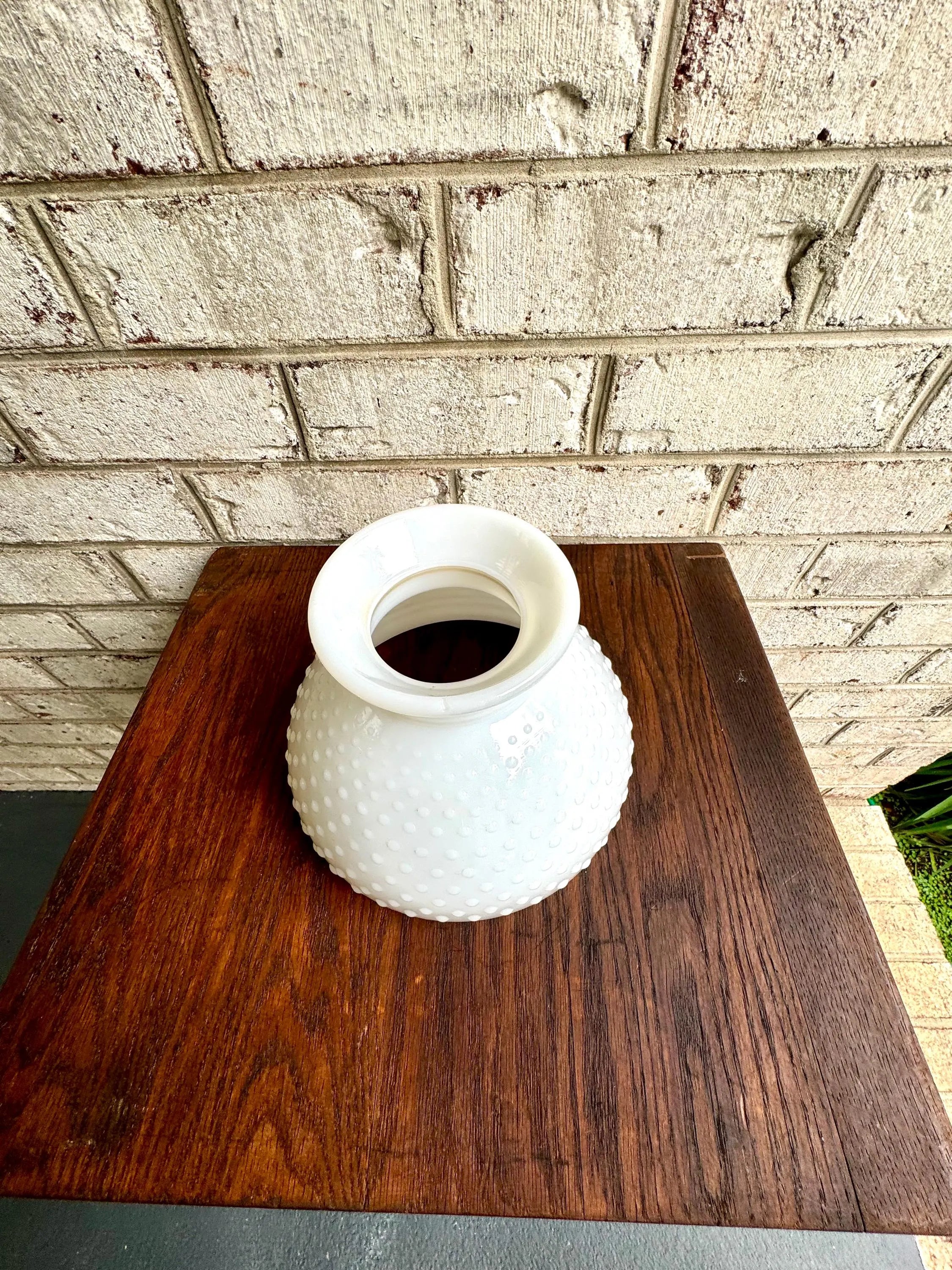 Hobnail Milk Glass Lamp Shade | Hobnail Hurricane Milk Glass Lamp Globe  | Vintage Milk Glass Hobnail Hurricane Glass| 8" Dia. Shade