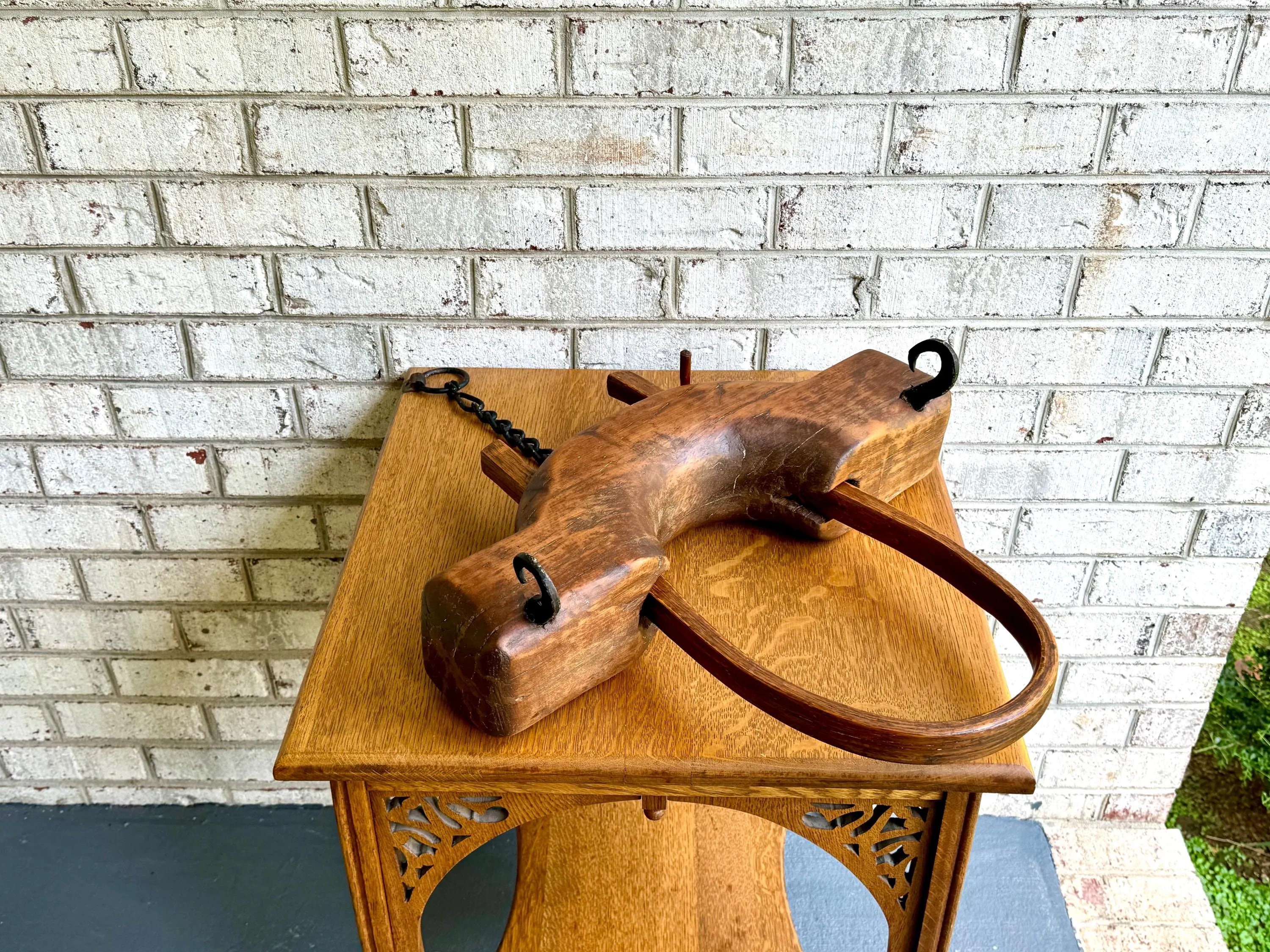 Antique Single Ox Yoke | Large Ox Yoke | Rustic Wood and Steel Single Ox Yoke | Large Primitive Handmade Oxen Yoke | Farmhouse Decor | Western Decor