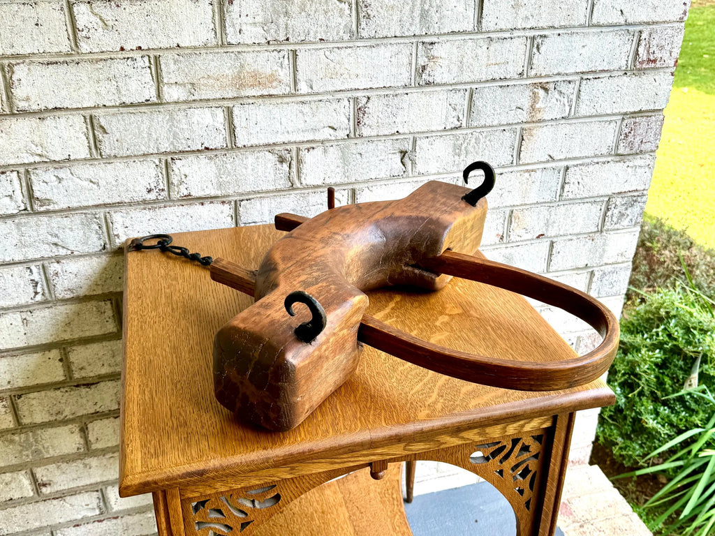 Antique Single Ox Yoke | Large Ox Yoke | Rustic Wood and Steel Single Ox Yoke | Large Primitive Handmade Oxen Yoke | Farmhouse Decor | Western Decor