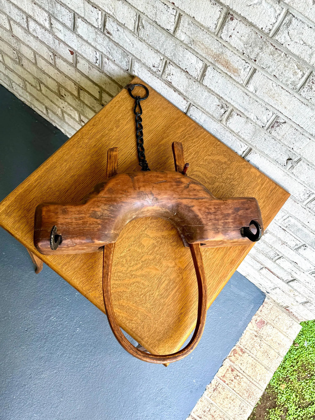 Antique Single Ox Yoke | Large Ox Yoke | Rustic Wood and Steel Single Ox Yoke | Large Primitive Handmade Oxen Yoke | Farmhouse Decor | Western Decor