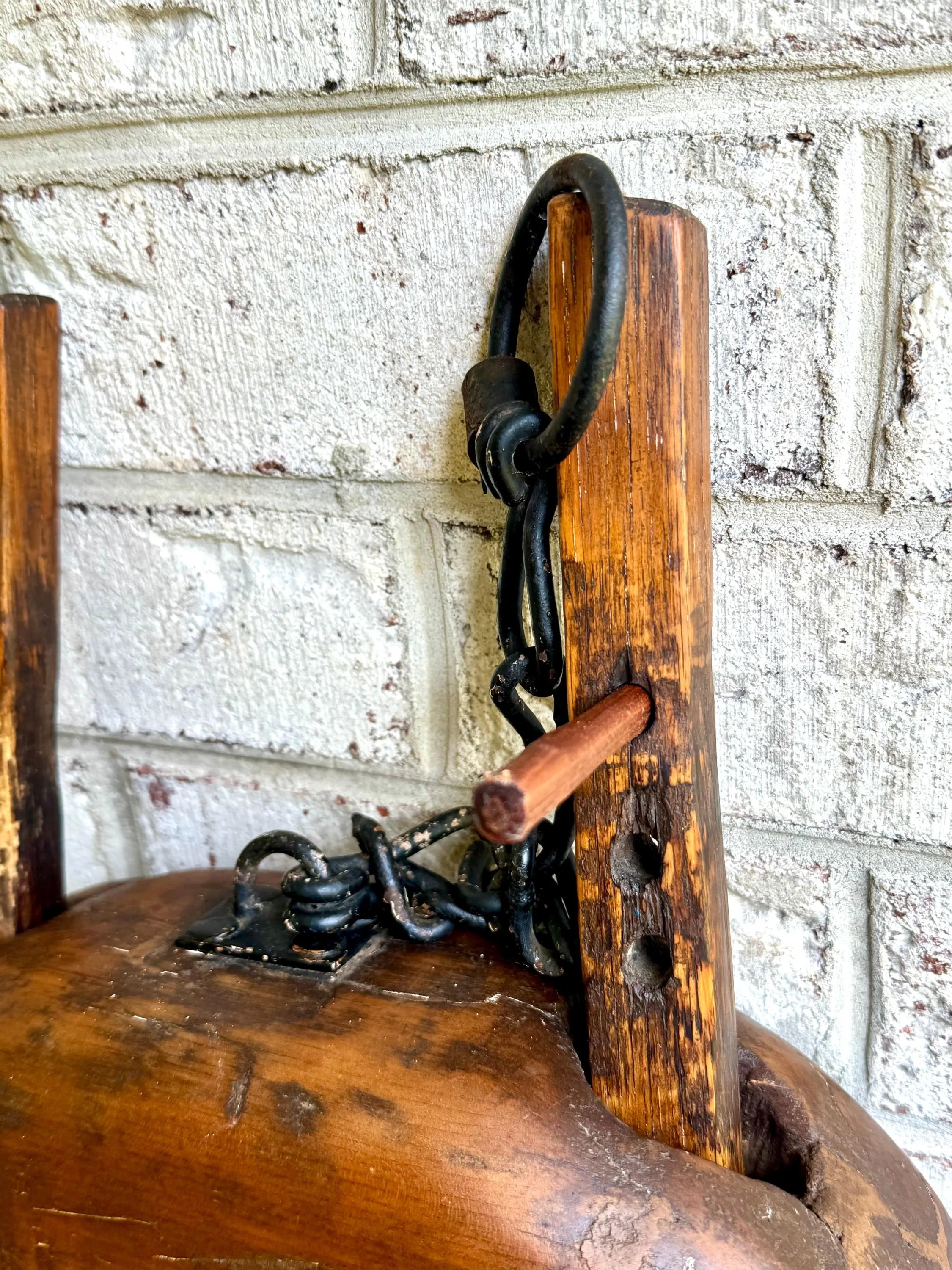 Antique Single Ox Yoke | Large Ox Yoke | Rustic Wood and Steel Single Ox Yoke | Large Primitive Handmade Oxen Yoke | Farmhouse Decor | Western Decor