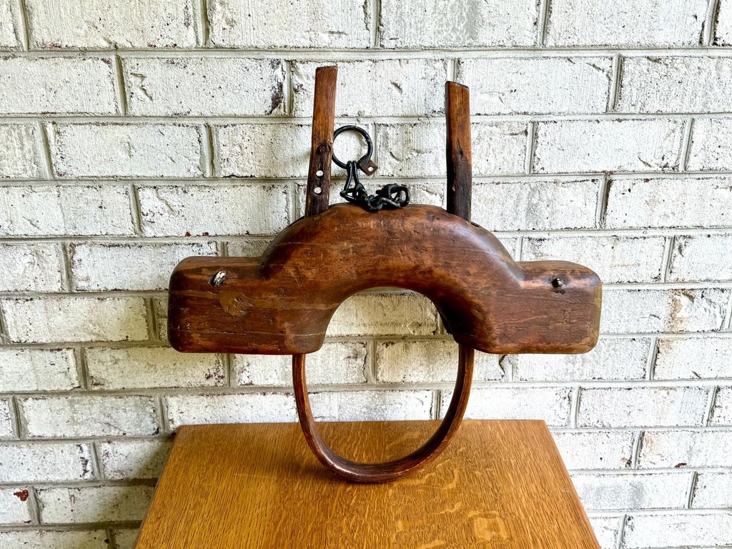 Antique Single Ox Yoke | Large Ox Yoke | Rustic Wood and Steel Single Ox Yoke | Large Primitive Handmade Oxen Yoke | Farmhouse Decor | Western Decor
