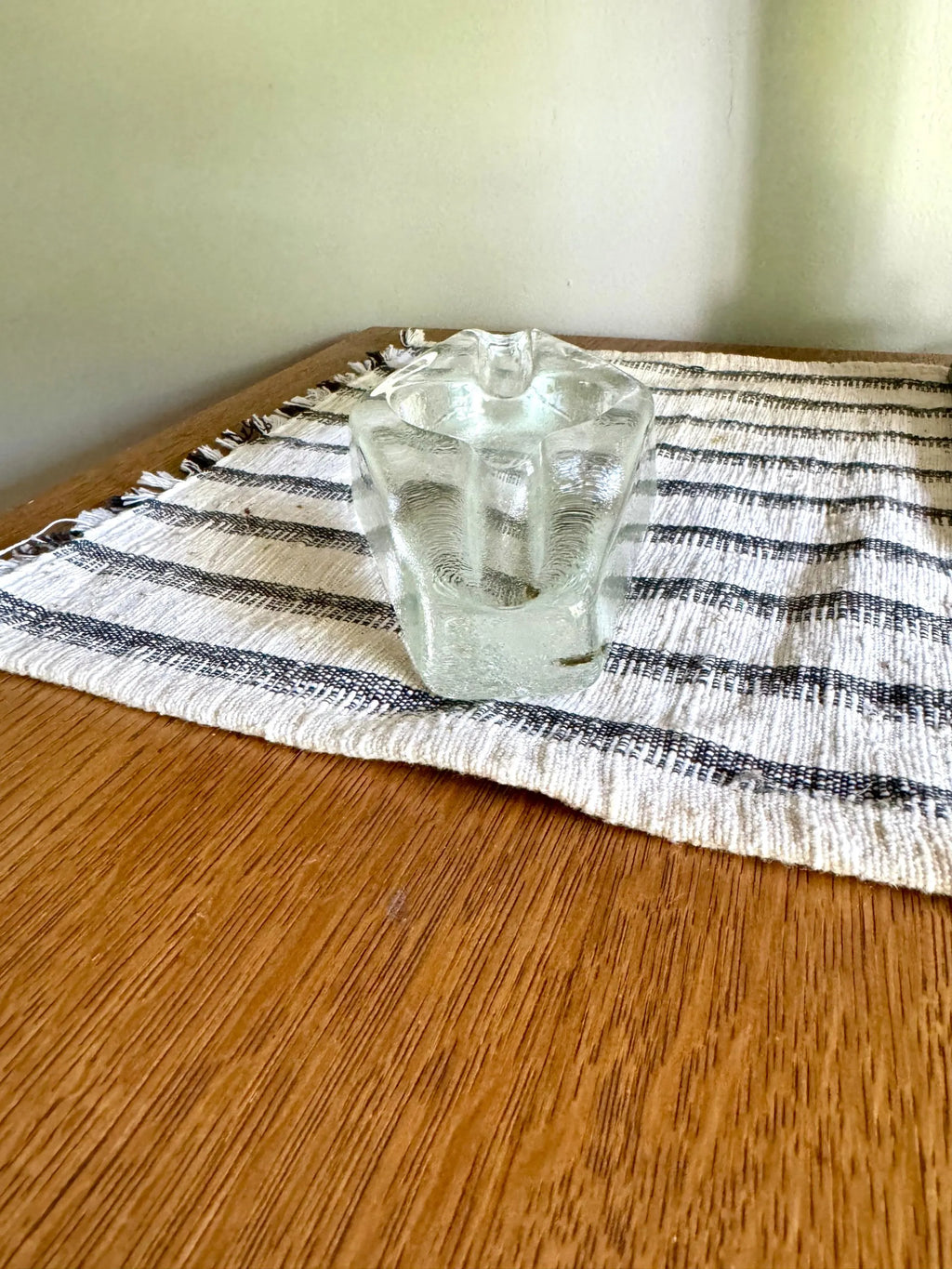 Vintage Blenko Cigar Ashtray | Blenko Ice Glass Cigar Ash Tray | Clear Glass Ashtray | MCM Blenko Ashtray | Heavy Glass Cigar Ashtray |