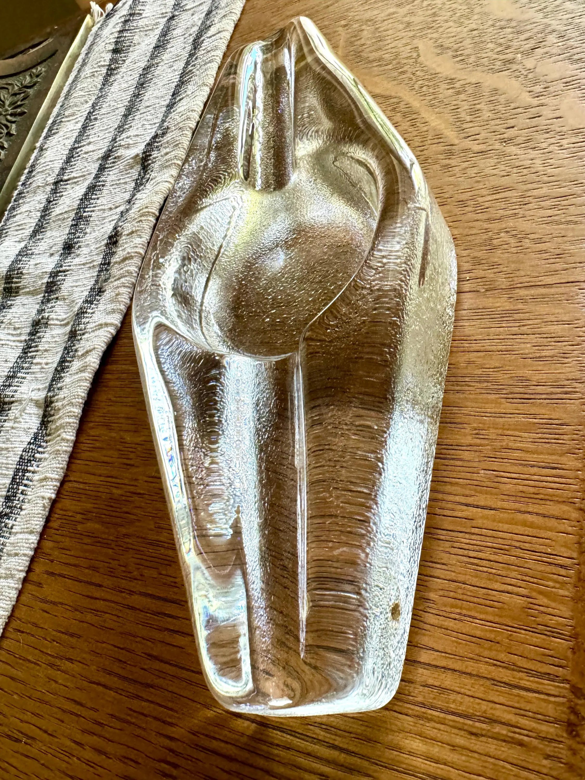 Vintage Blenko Cigar Ashtray | Blenko Ice Glass Cigar Ash Tray | Clear Glass Ashtray | MCM Blenko Ashtray | Heavy Glass Cigar Ashtray |