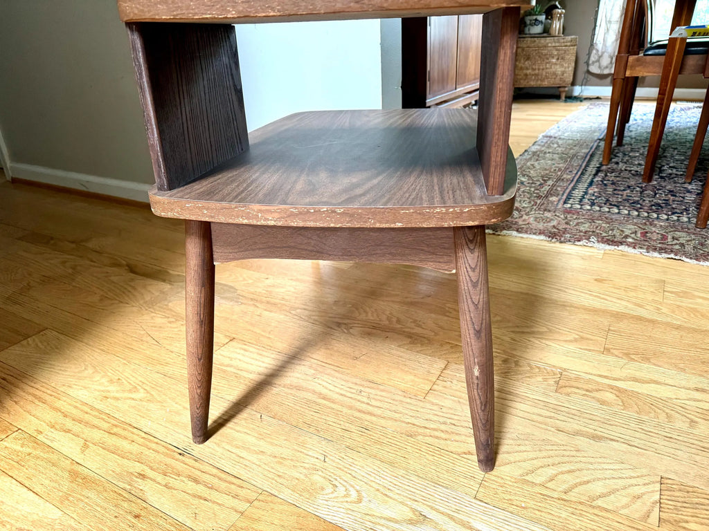 MCM Formica Side Table | Mid Century Modern End Table | 2 Tier Formica End Table | Tiered MCM Table