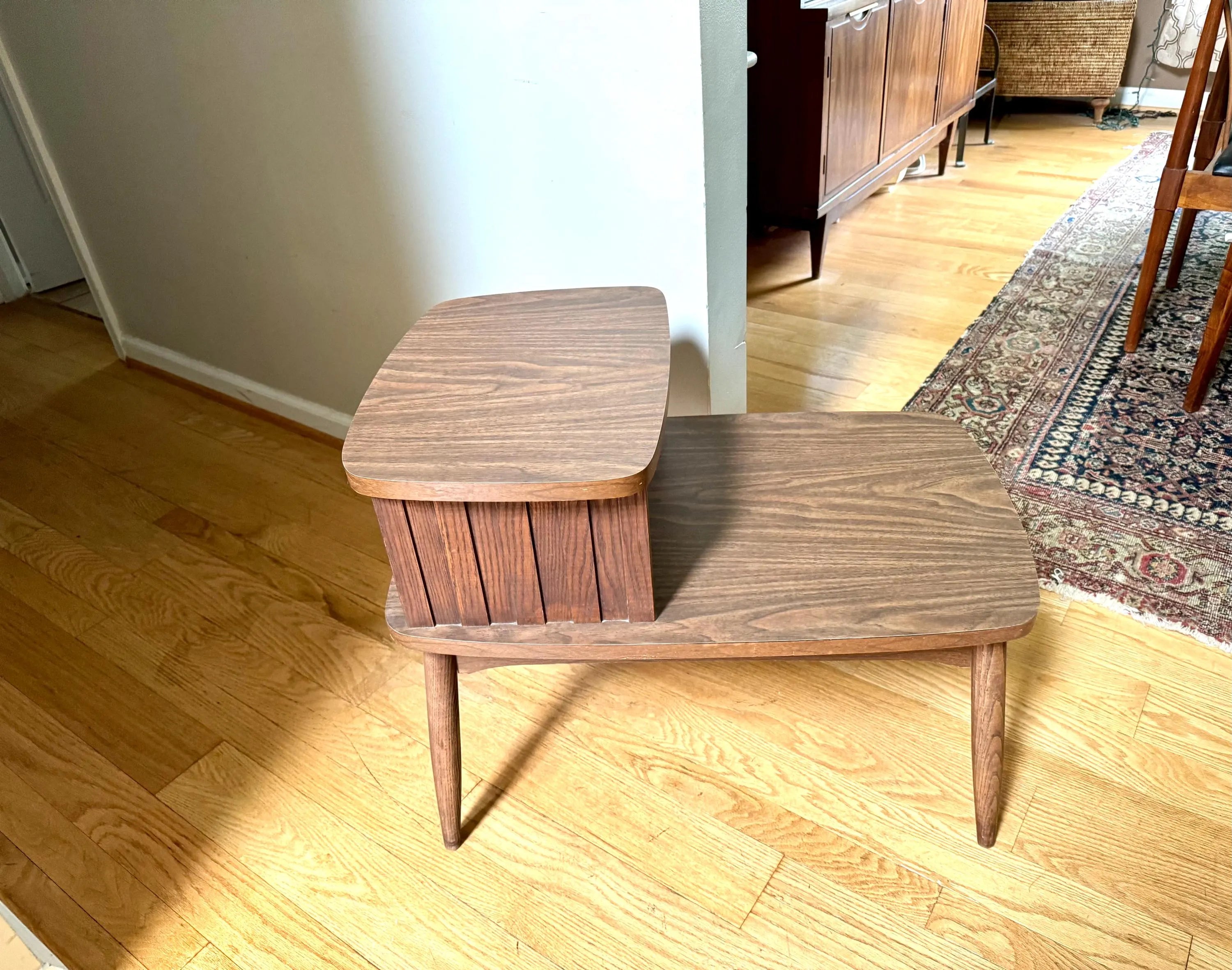 MCM Formica Side Table | Mid Century Modern End Table | 2 Tier Formica End Table | Tiered MCM Table