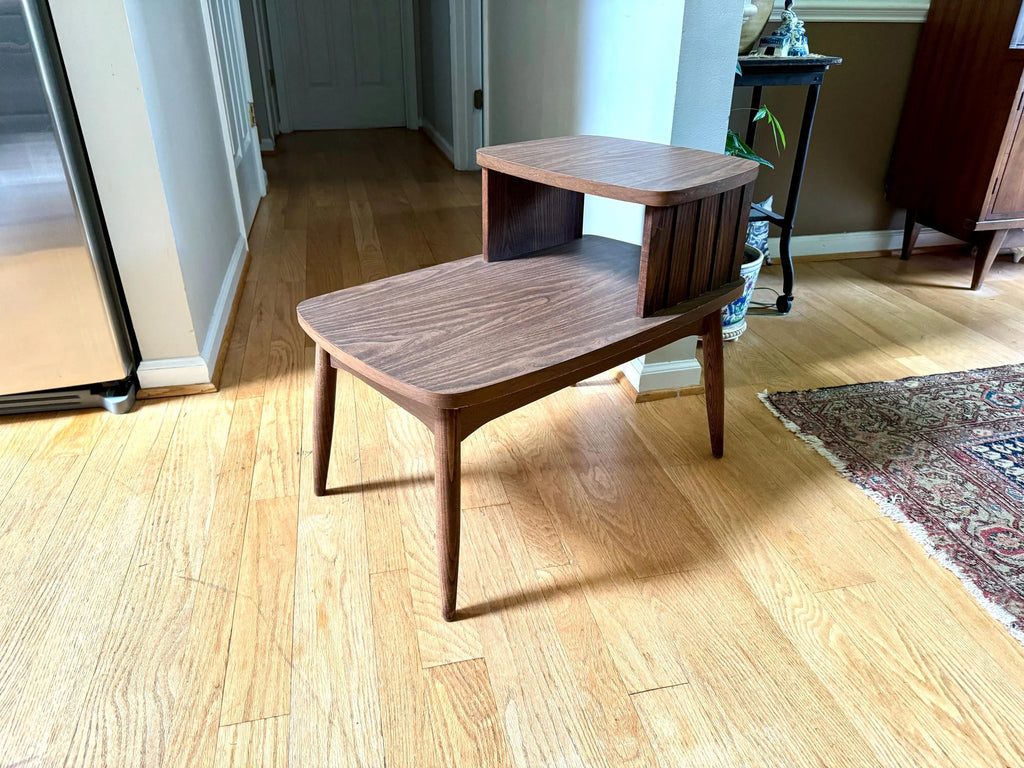 MCM Formica Side Table | Mid Century Modern End Table | 2 Tier Formica End Table | Tiered MCM Table
