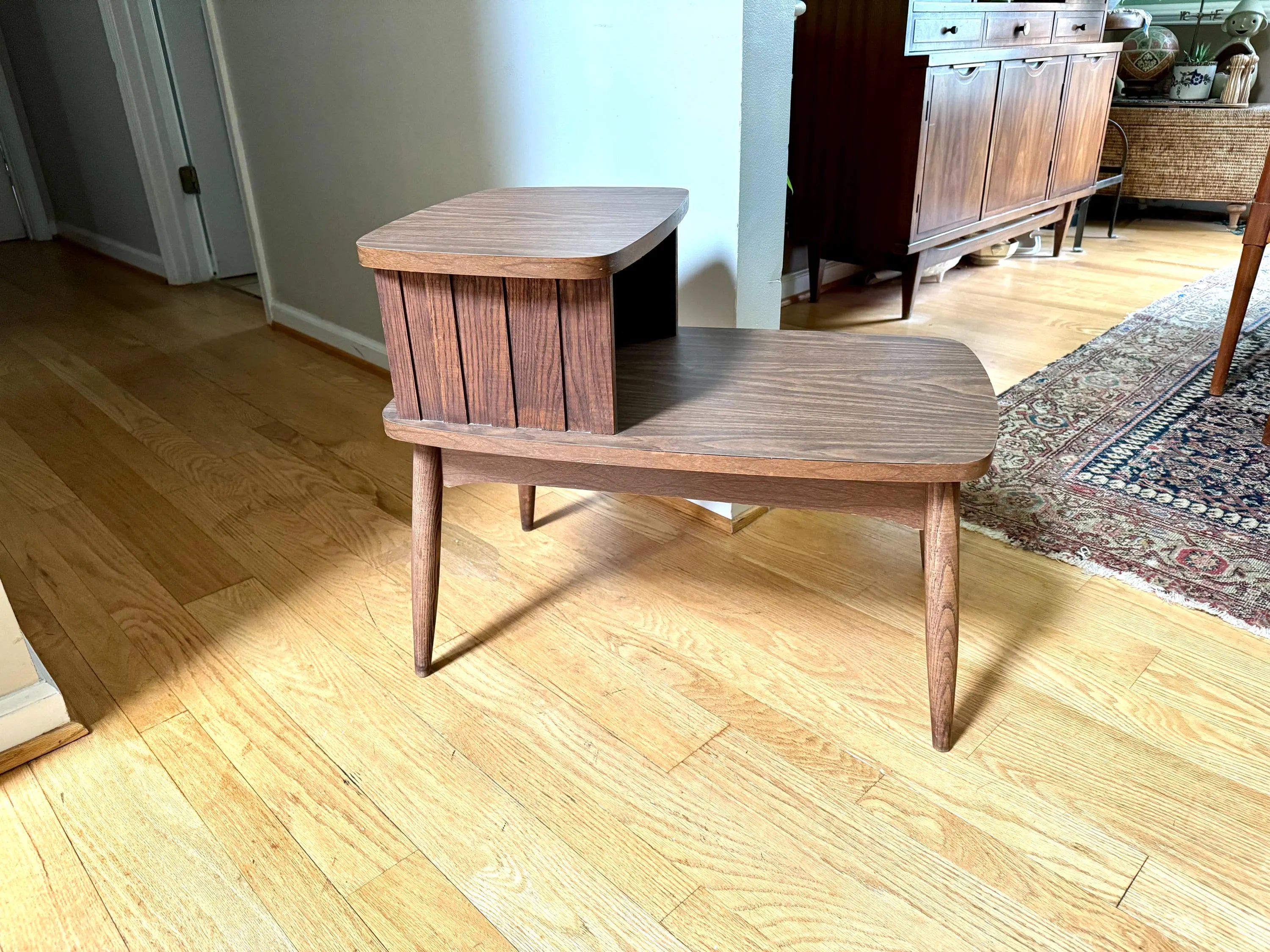 MCM Formica Side Table | Mid Century Modern End Table | 2 Tier Formica End Table | Tiered MCM Table