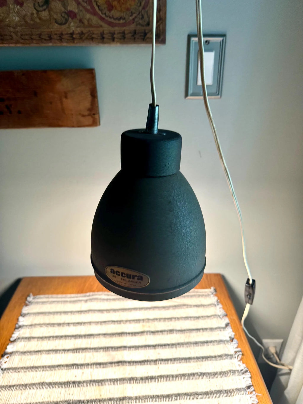 Repurposed Accura Enlarger Lamp | Coned Shade Hanging Lamp | Photography Pendant Lamp | Brown Accura 35 Enlarger Lamp