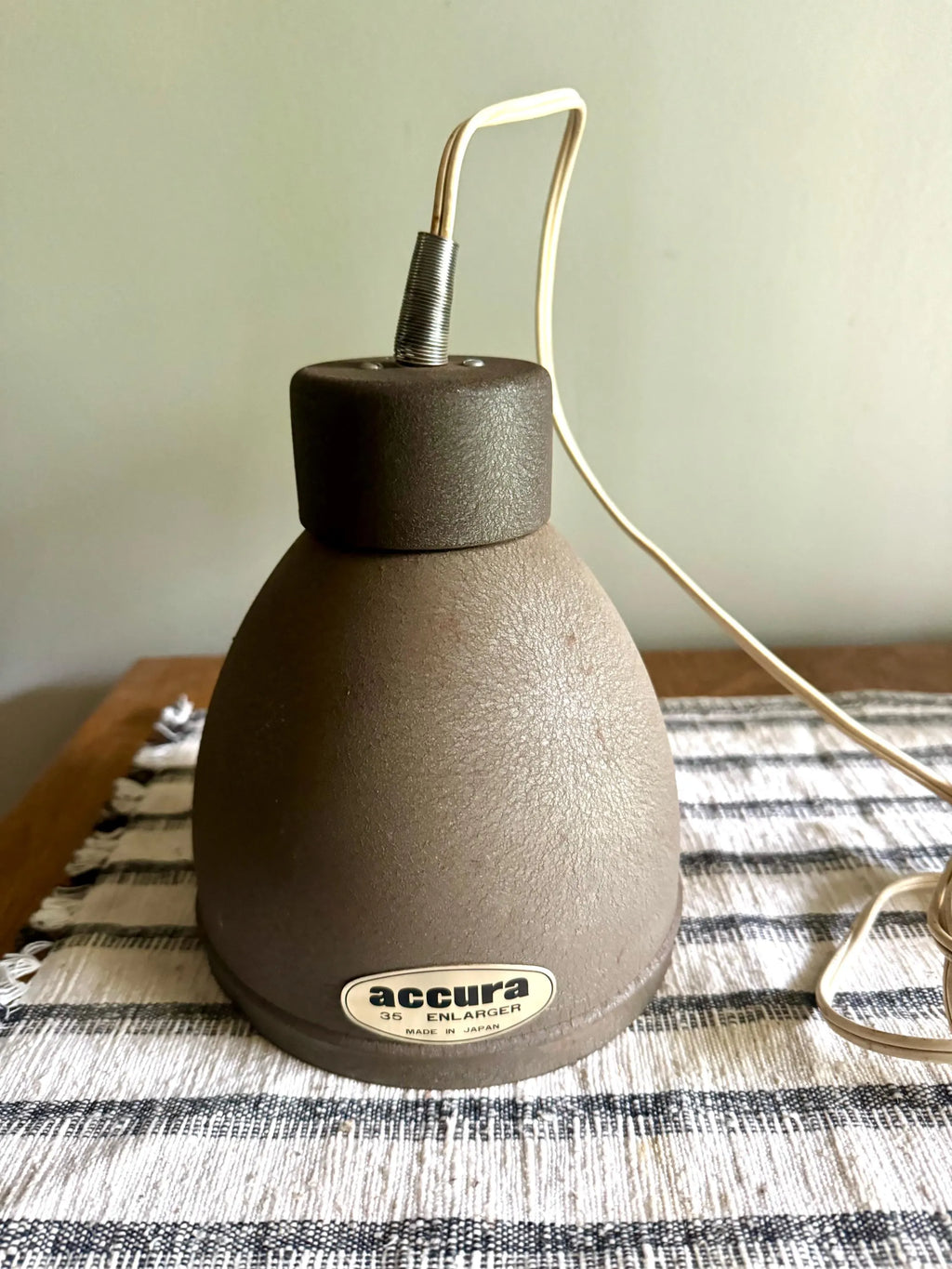 Repurposed Accura Enlarger Lamp | Coned Shade Hanging Lamp | Photography Pendant Lamp | Brown Accura 35 Enlarger Lamp