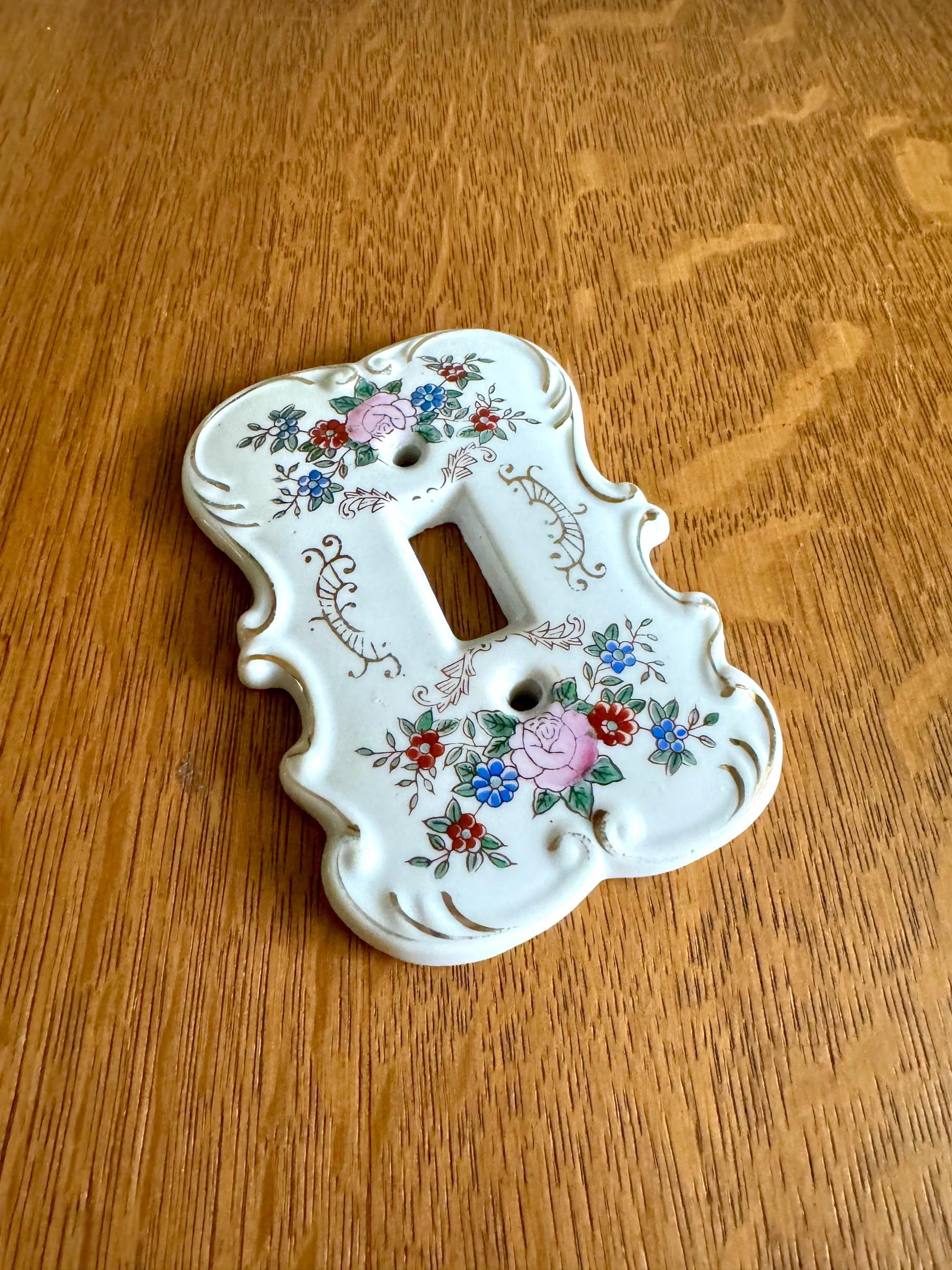 Vintage Arnart Porcelain Single Light Switch Cover | Hand Painted Porcelain Light Switch Cover | Porcelain Switch Wall Cover