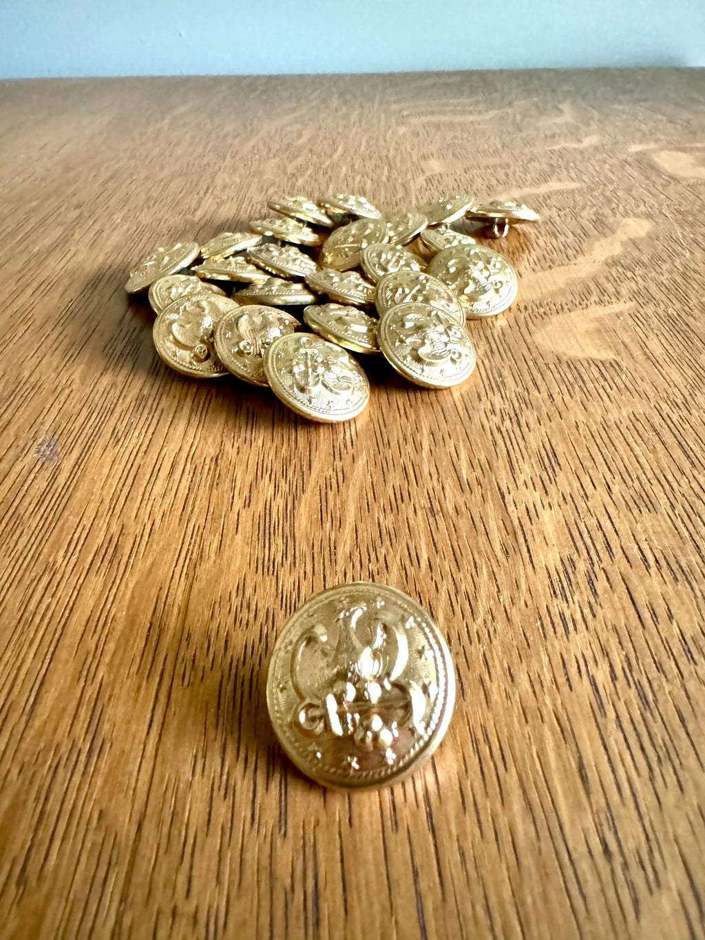 Vintage lot of 24 Gold Tone U.S. Navy Uniform Buttons | Eagle and Anchor Gold Buttons | USN Dress Buttons | 13 Star Gold Navy Buttons