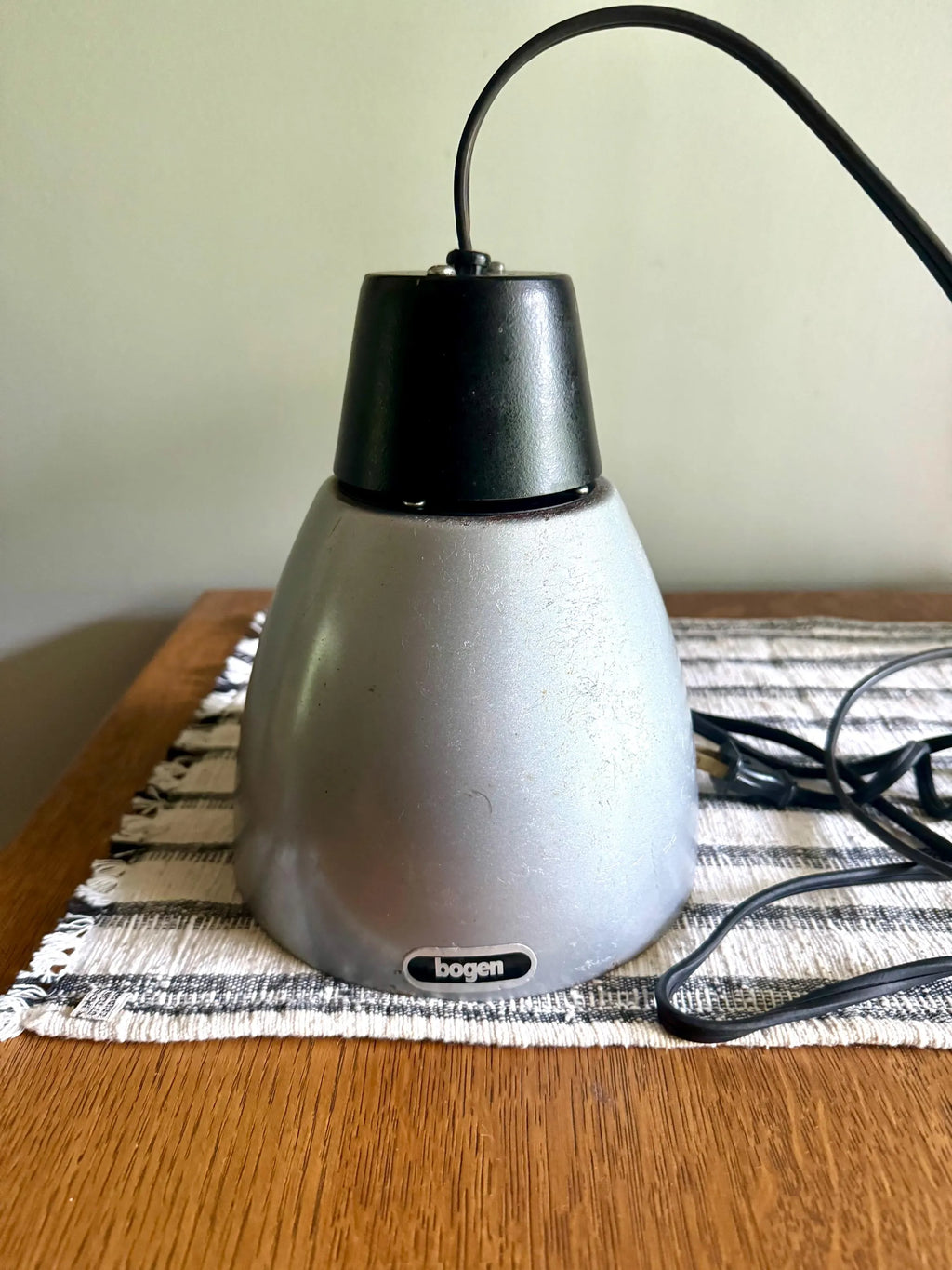 Vintage Bogen Enlarger Lamp | Coned Shade Hanging Lamp | Photography Pendant Lamp | Silver and Black Bogen 35 Enlarger Lamp |