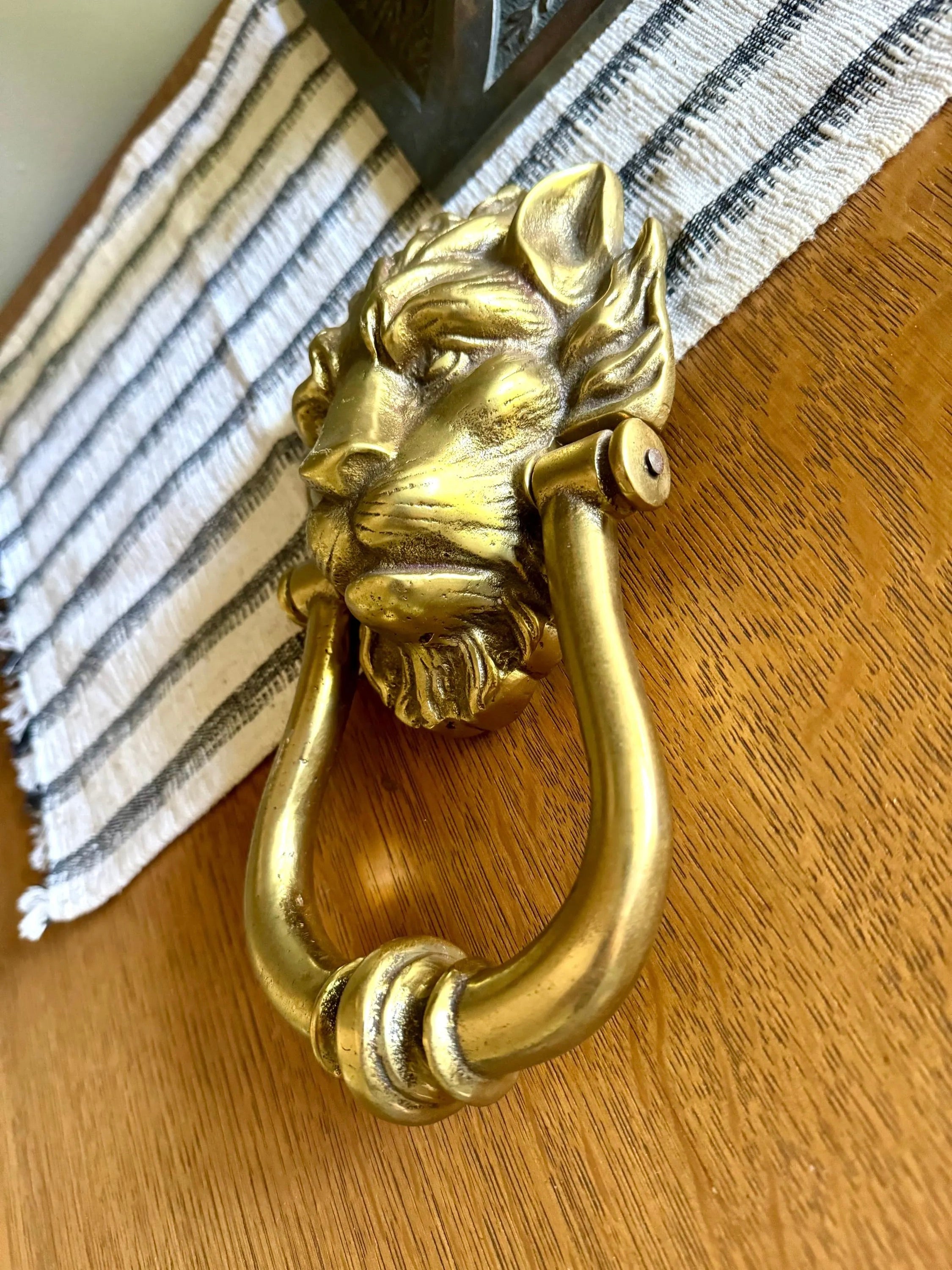 Large Vintage Brass Lion's Head Door Knocker | Rustic Door Knocker | Lion's Head Door knocker | Solid Brass Front Door Knocker