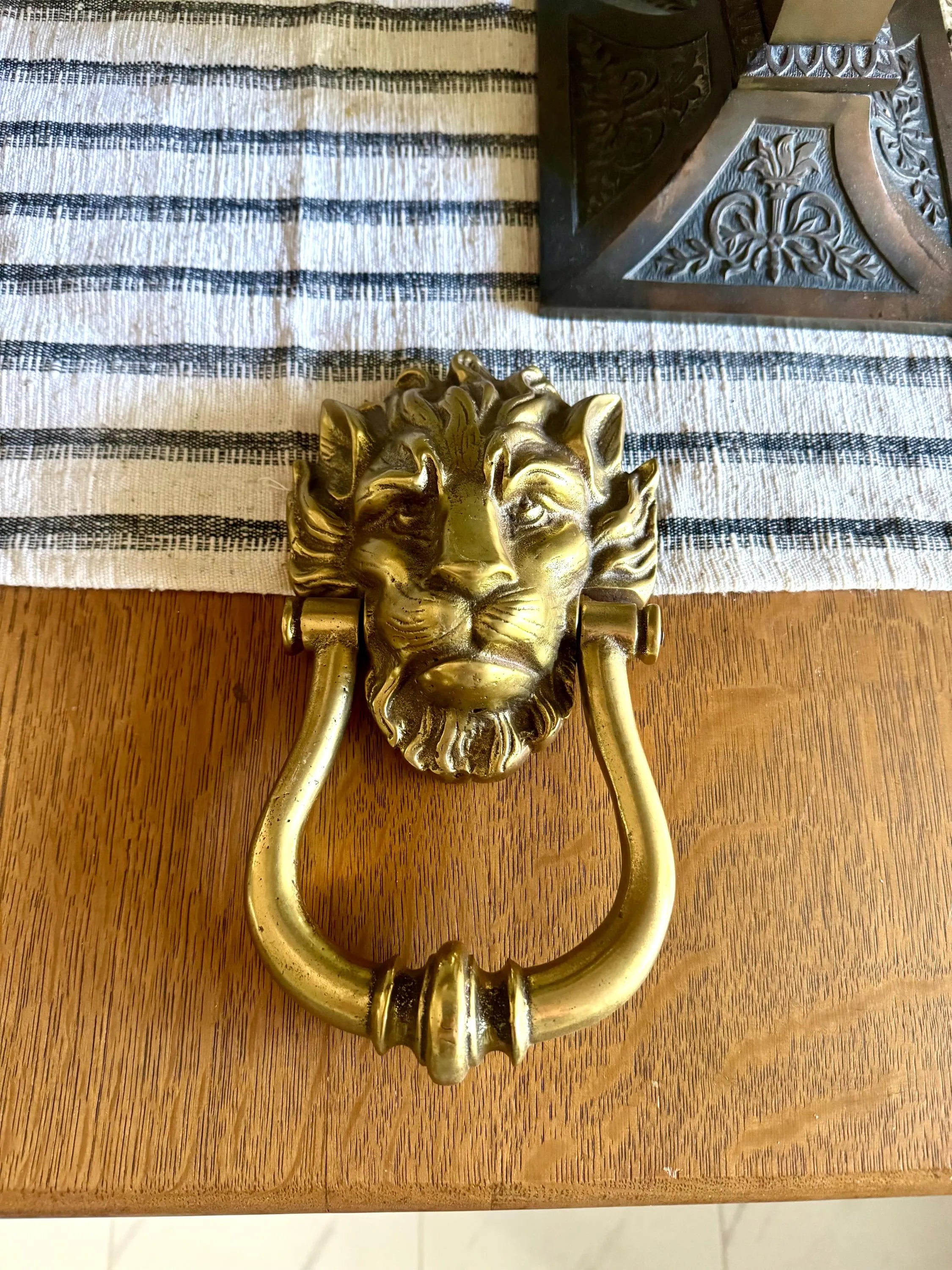 Large Vintage Brass Lion's Head Door Knocker | Rustic Door Knocker | Lion's Head Door knocker | Solid Brass Front Door Knocker