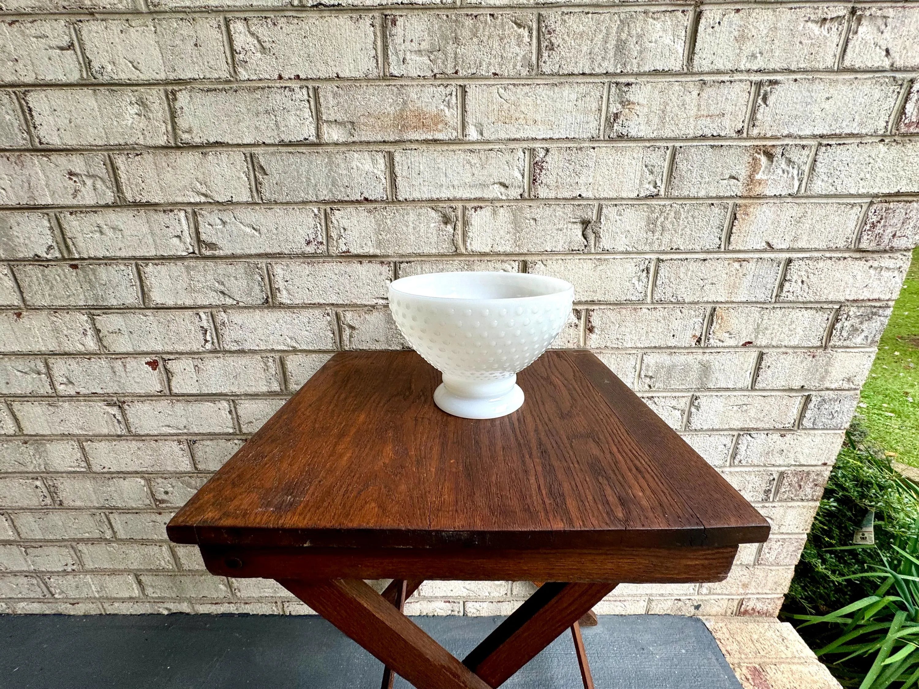 Hobnail Milk Glass Lamp Shade | Hobnail Hurricane Milk Glass Lamp Globe  | Vintage Milk Glass Hobnail Hurricane Glass| 8" Dia. Shade