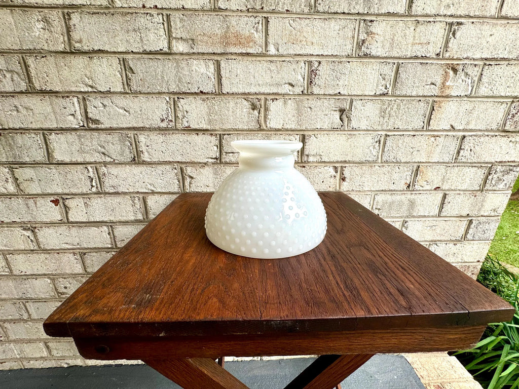 Hobnail Milk Glass Lamp Shade | Hobnail Hurricane Milk Glass Lamp Globe  | Vintage Milk Glass Hobnail Hurricane Glass| 8" Dia. Shade