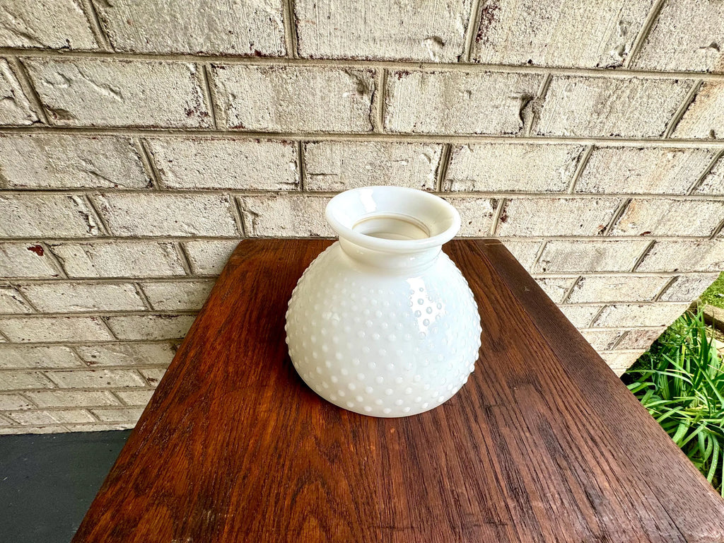 Hobnail Milk Glass Lamp Shade | Hobnail Hurricane Milk Glass Lamp Globe  | Vintage Milk Glass Hobnail Hurricane Glass| 8" Dia. Shade