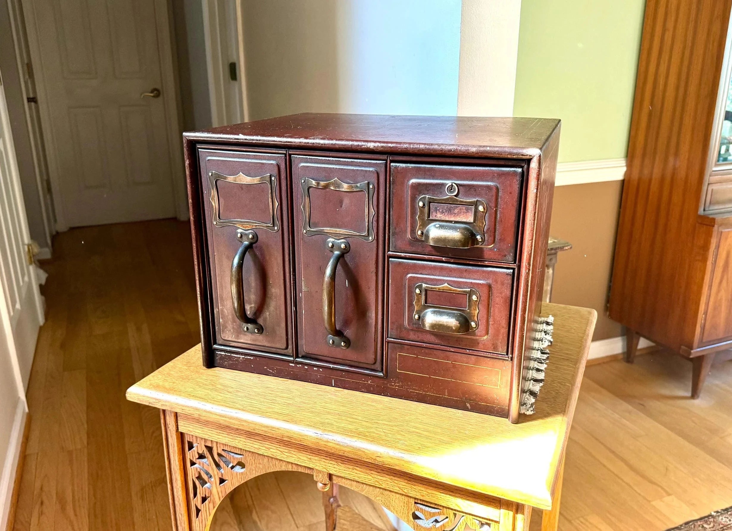 Industrial Metal Organizer Bin | Metal File Bin | Rustic Storage | Art Metal Construction Company Metal Filing Cabinet | Parts Cabinet