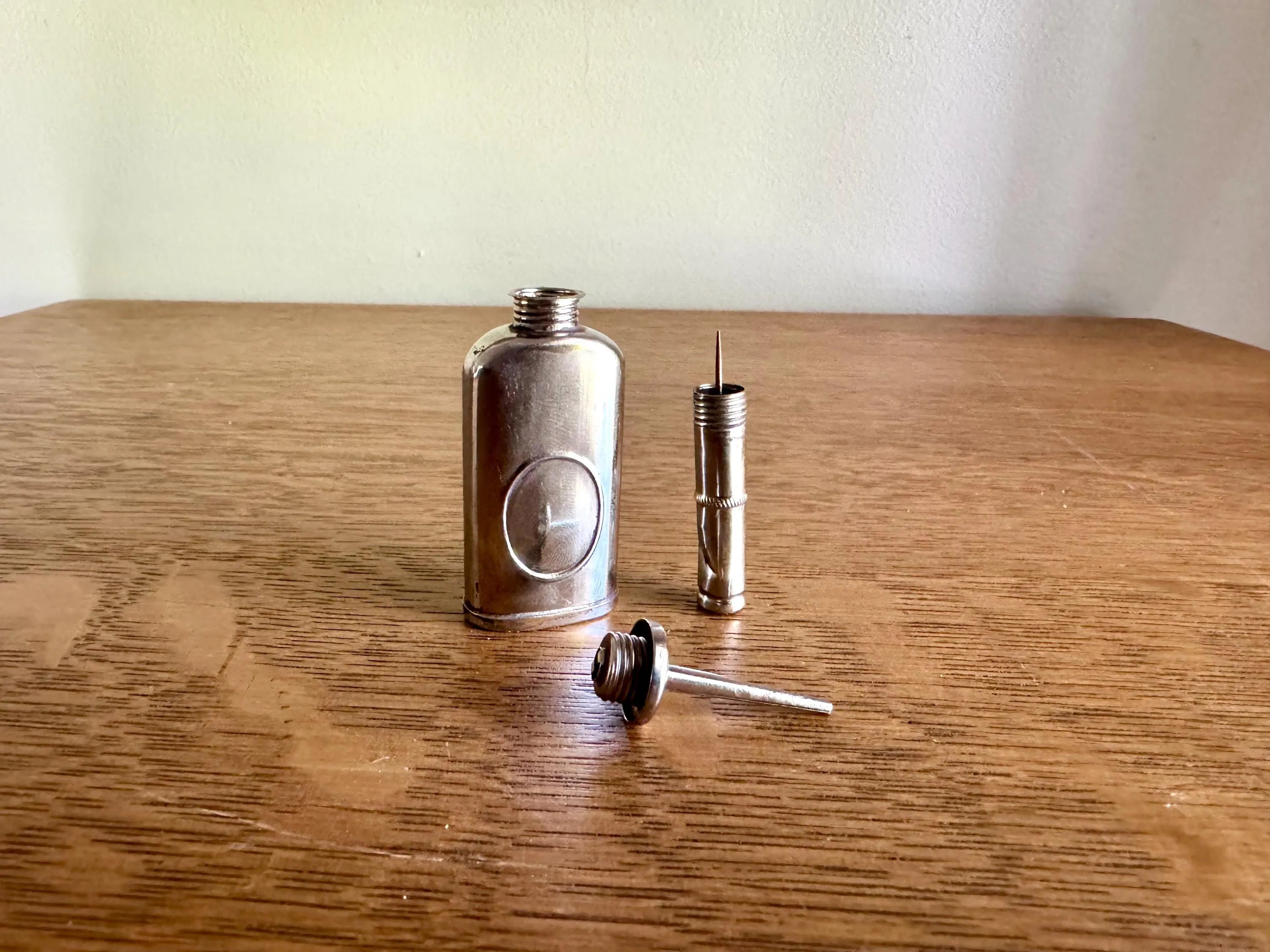 Small 1895 Oil Can | Vintage Tiny Oiler Bottle | Industrial Oil Dispenser | Small Lighter Fuel Can | Antique Oil Can