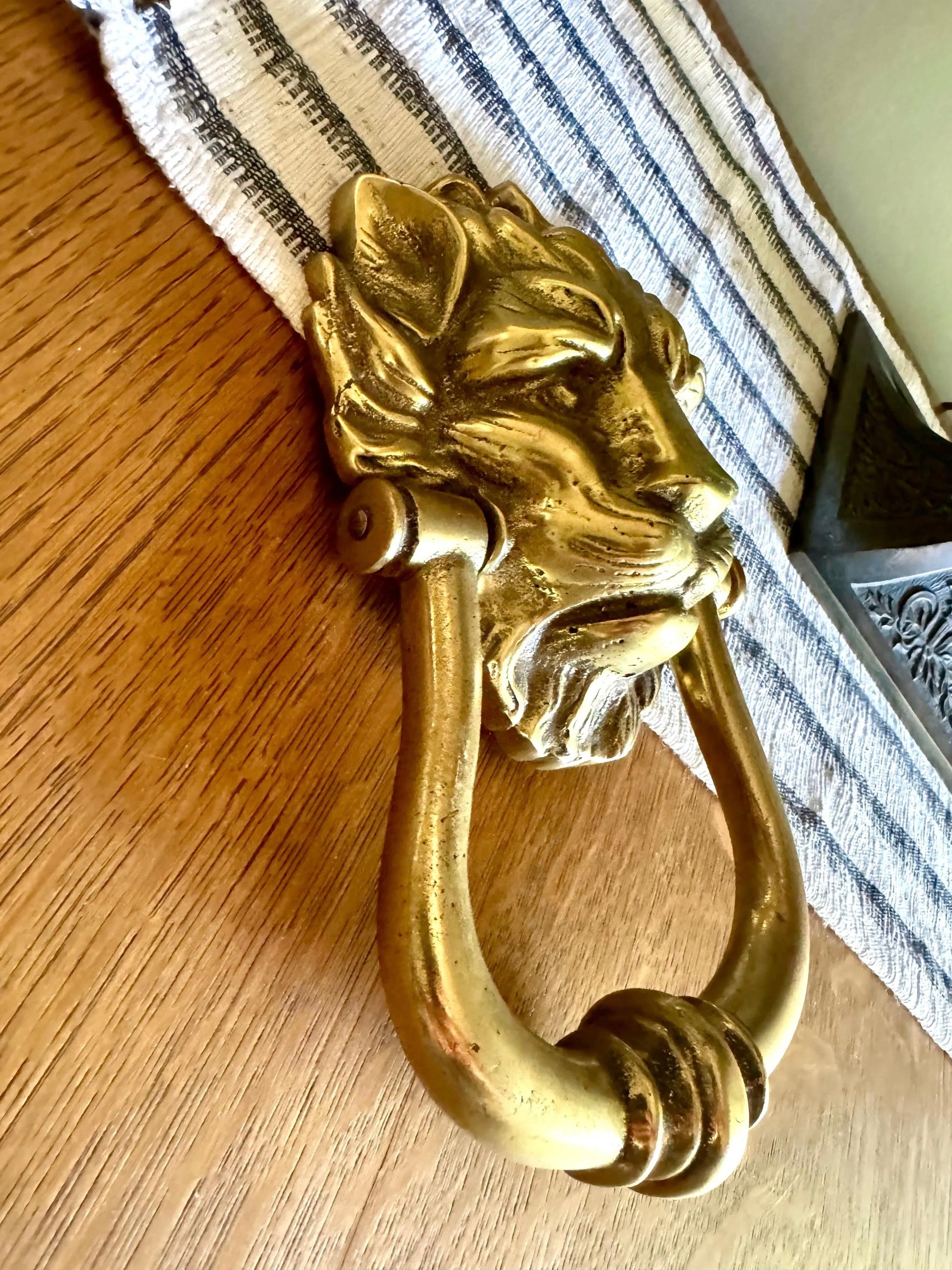 Large Vintage Brass Lion's Head Door Knocker | Rustic Door Knocker | Lion's Head Door knocker | Solid Brass Front Door Knocker