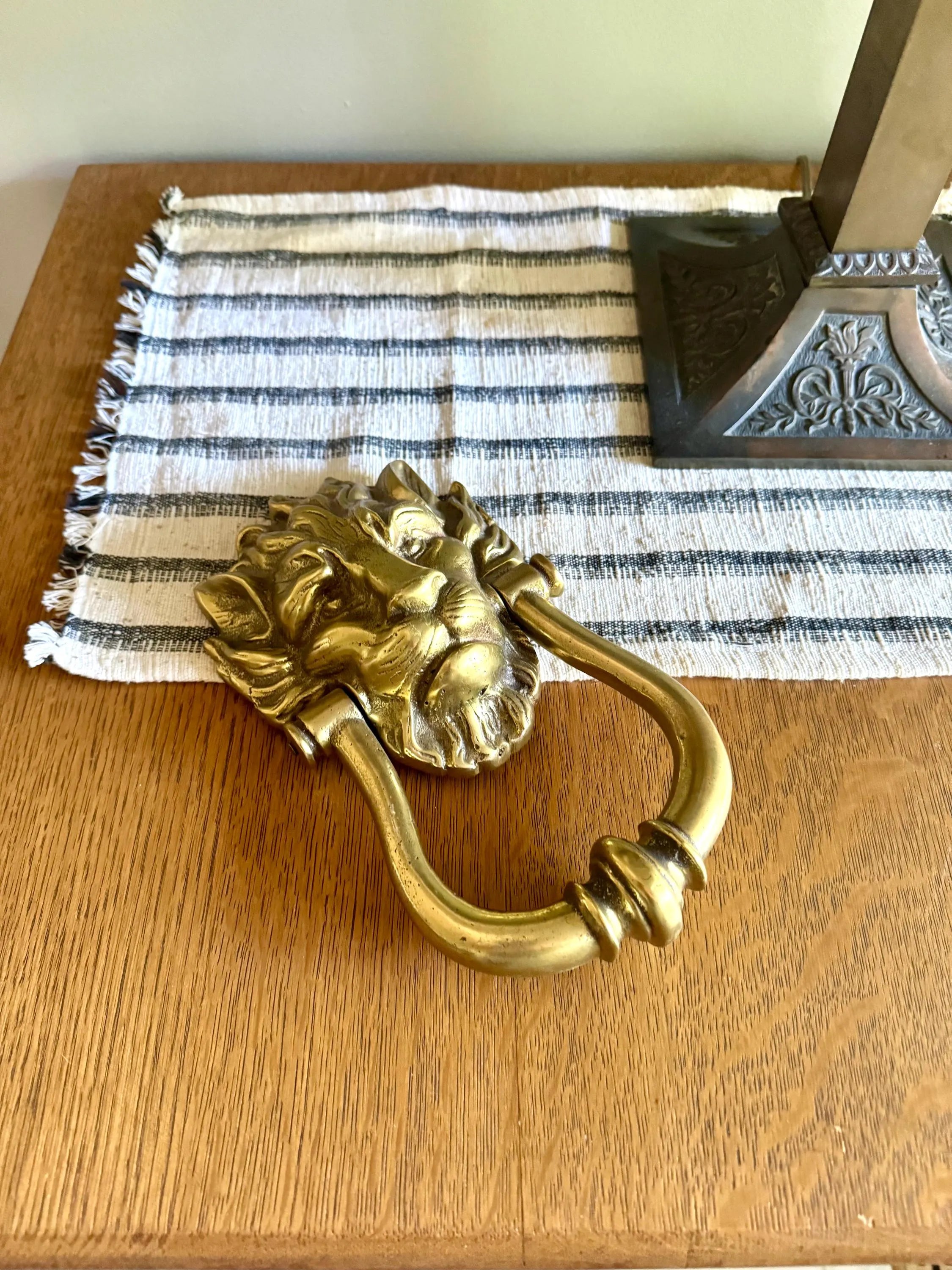 Large Vintage Brass Lion's Head Door Knocker | Rustic Door Knocker | Lion's Head Door knocker | Solid Brass Front Door Knocker
