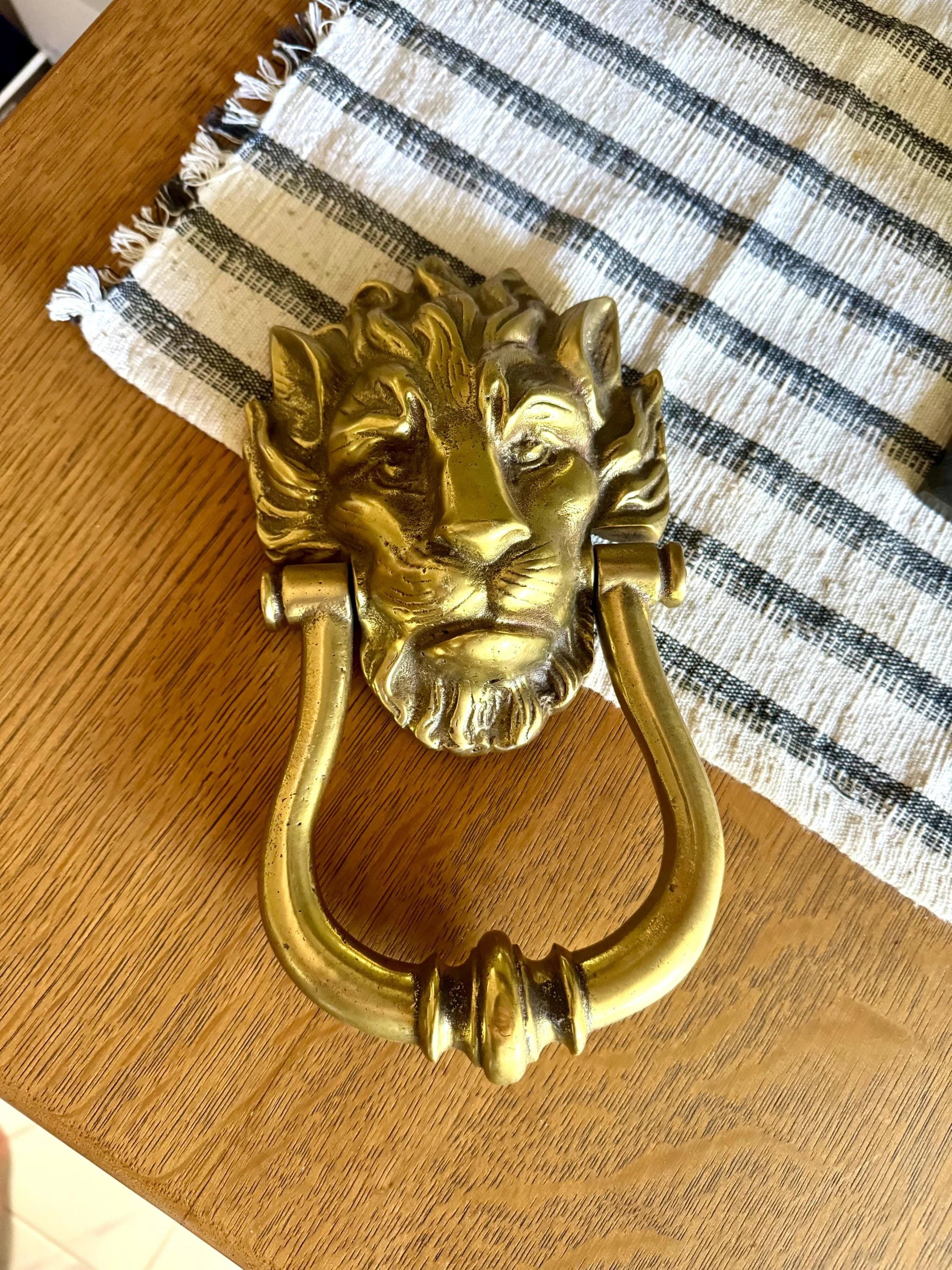 Large Vintage Brass Lion's Head Door Knocker | Rustic Door Knocker | Lion's Head Door knocker | Solid Brass Front Door Knocker