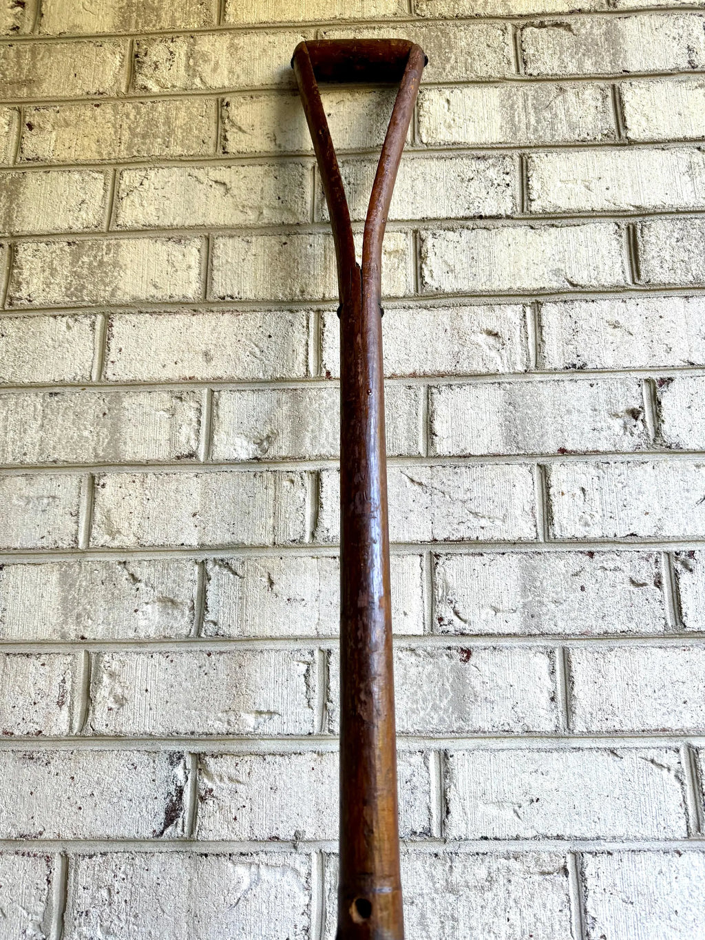 Antique Primitive Split Wood Handle Shovel | Distressed Antique Wood Shovel | Metal Lined Split Wood Handled Shovel