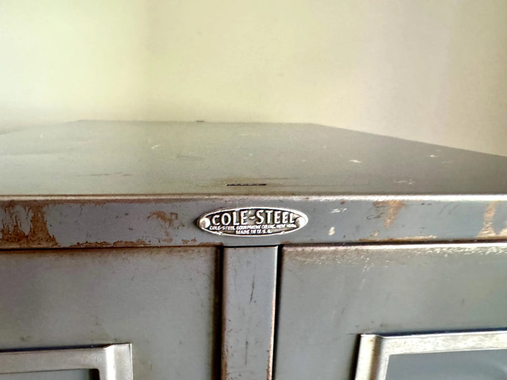 Vtg Rustic Cole-Steel Cabinet | Gray Metal Index Card Catalog | Double Drawer Storage | Industrial Storage Bin | Library Card Cabinet