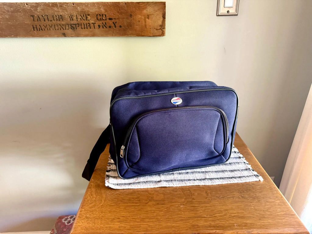 Vtg American Tourister Should Bag | American Tourister Canvas Hand Bag | Vintage Shoulder Bag | Blue Weekend Luggage Bag