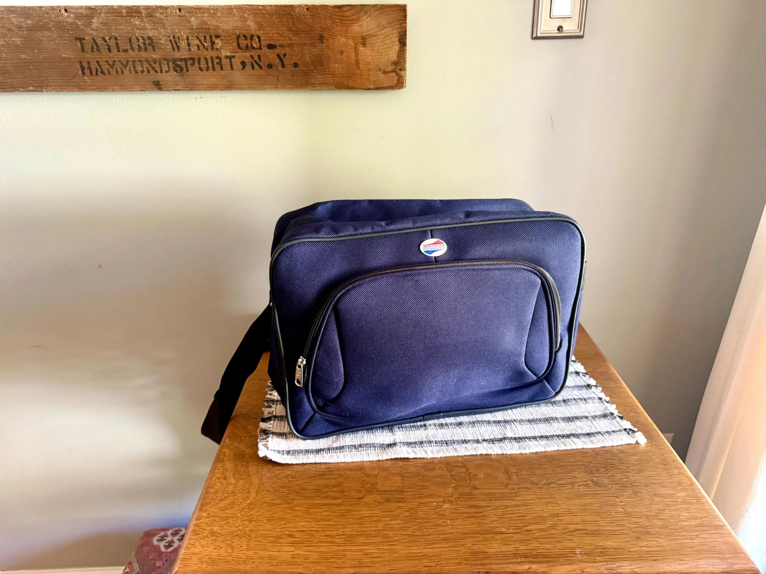 Vtg American Tourister Should Bag | American Tourister Canvas Hand Bag | Vintage Shoulder Bag | Blue Weekend Luggage Bag