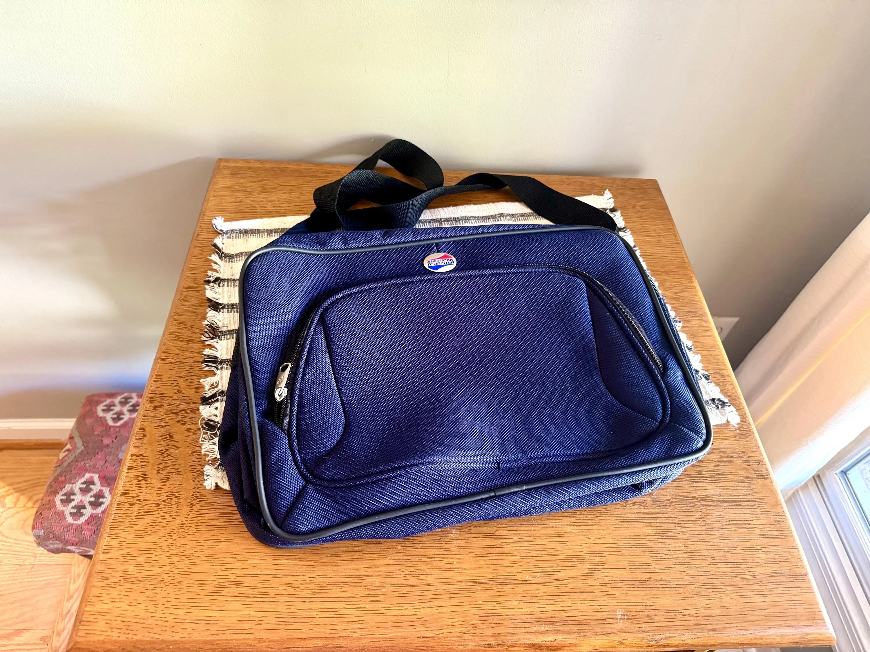 Vtg American Tourister Should Bag | American Tourister Canvas Hand Bag | Vintage Shoulder Bag | Blue Weekend Luggage Bag