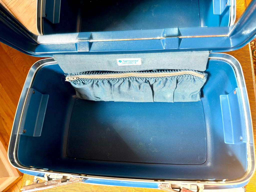 Samsonite Saturn II Cosmetic Case | Vintage Blue Travel Case | Overnight Bag | Blue Samsonite Train Case | Blue Make Up Bag| Retro Hard Case