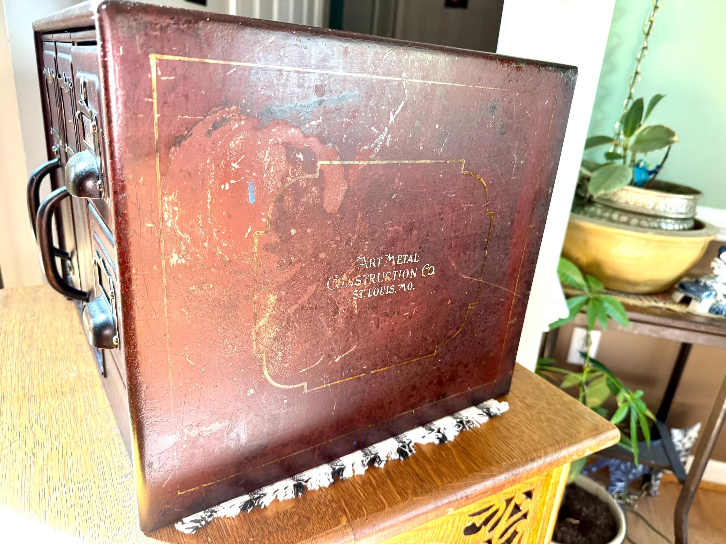 Industrial Metal Organizer Bin | Metal File Bin | Rustic Storage | Art Metal Construction Company Metal Filing Cabinet | Parts Cabinet