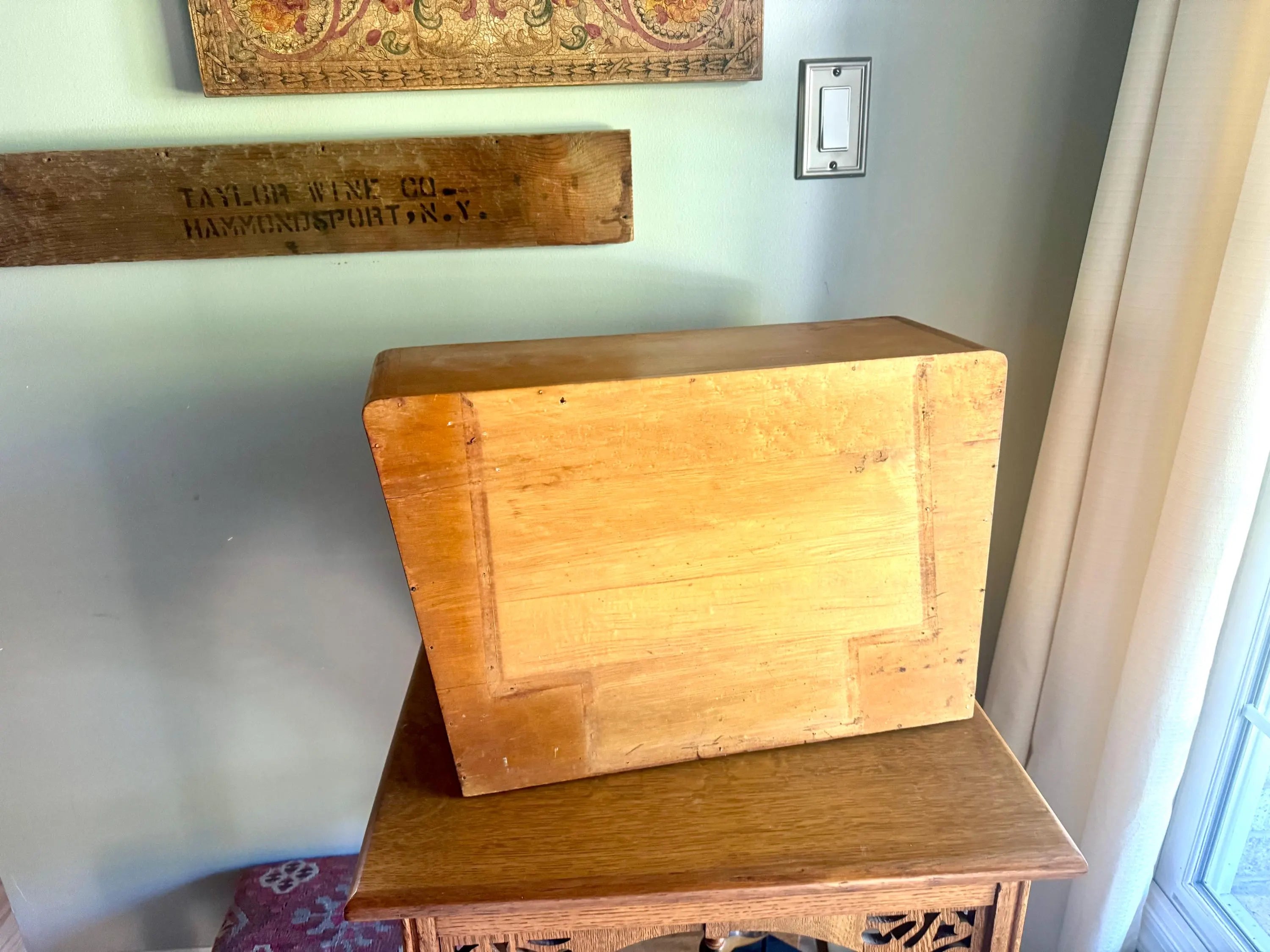 An Art Deco La Cross Salon Cabinet | Vintage Salon Wood Display Cabinet | Unique Countertop Storage Cabinet