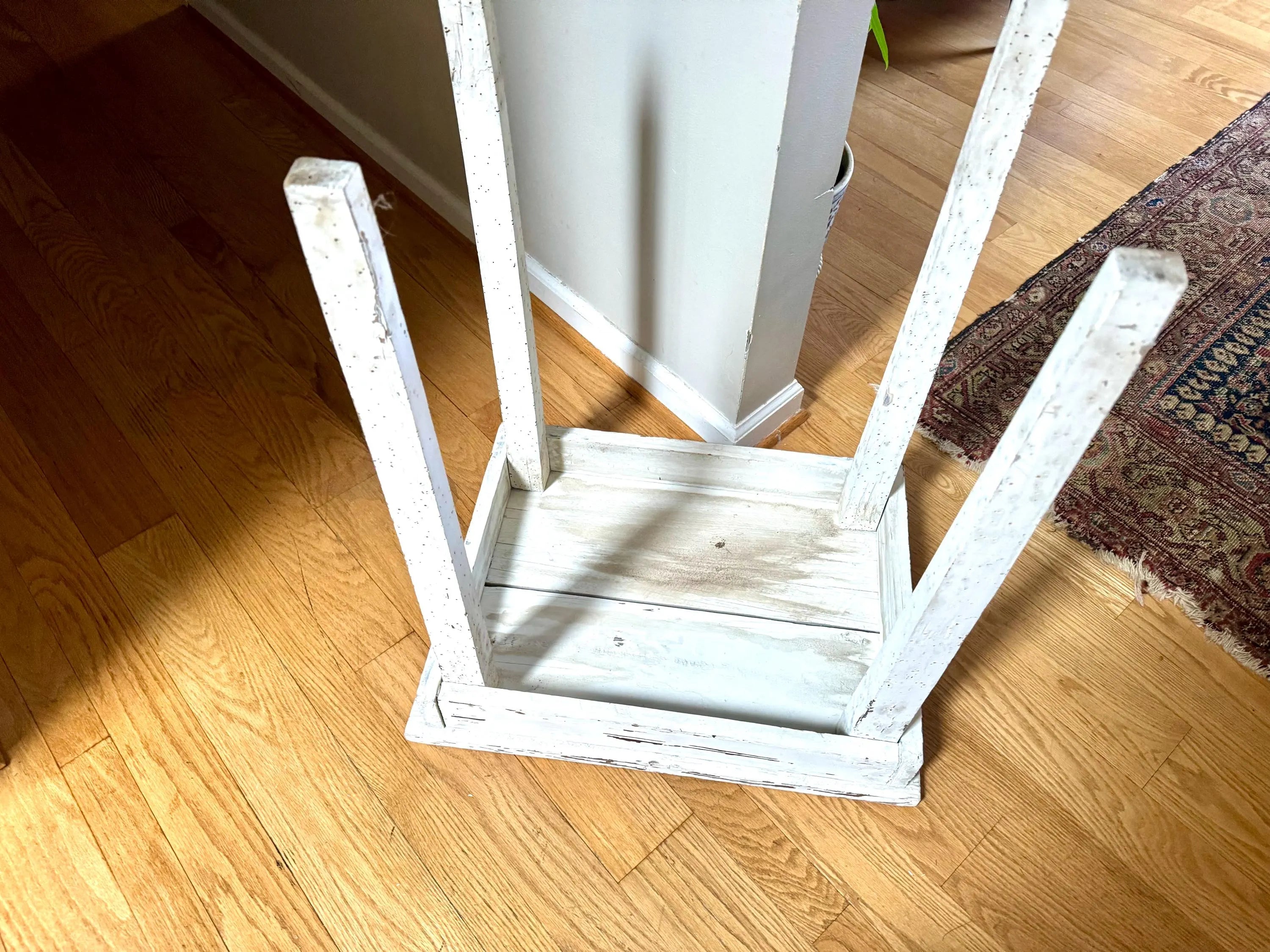 Vtg Distressed Small Table | Primitive Small Table | Tall Distressed Painted Table | Small Farmhouse Side Table | Primitive Plant Table