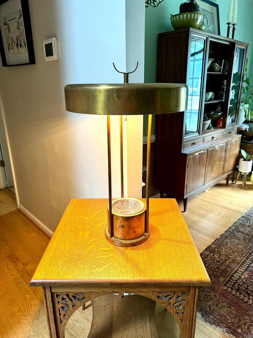 Vtg Large Brass Lamp with Planter | Large Planter Lamp | Unique 3 Fixture Lamp with Planter