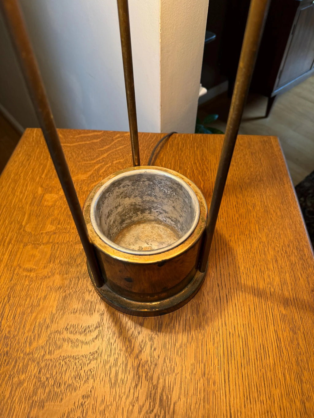 Vtg Large Brass Lamp with Planter | Large Planter Lamp | Unique 3 Fixture Lamp with Planter
