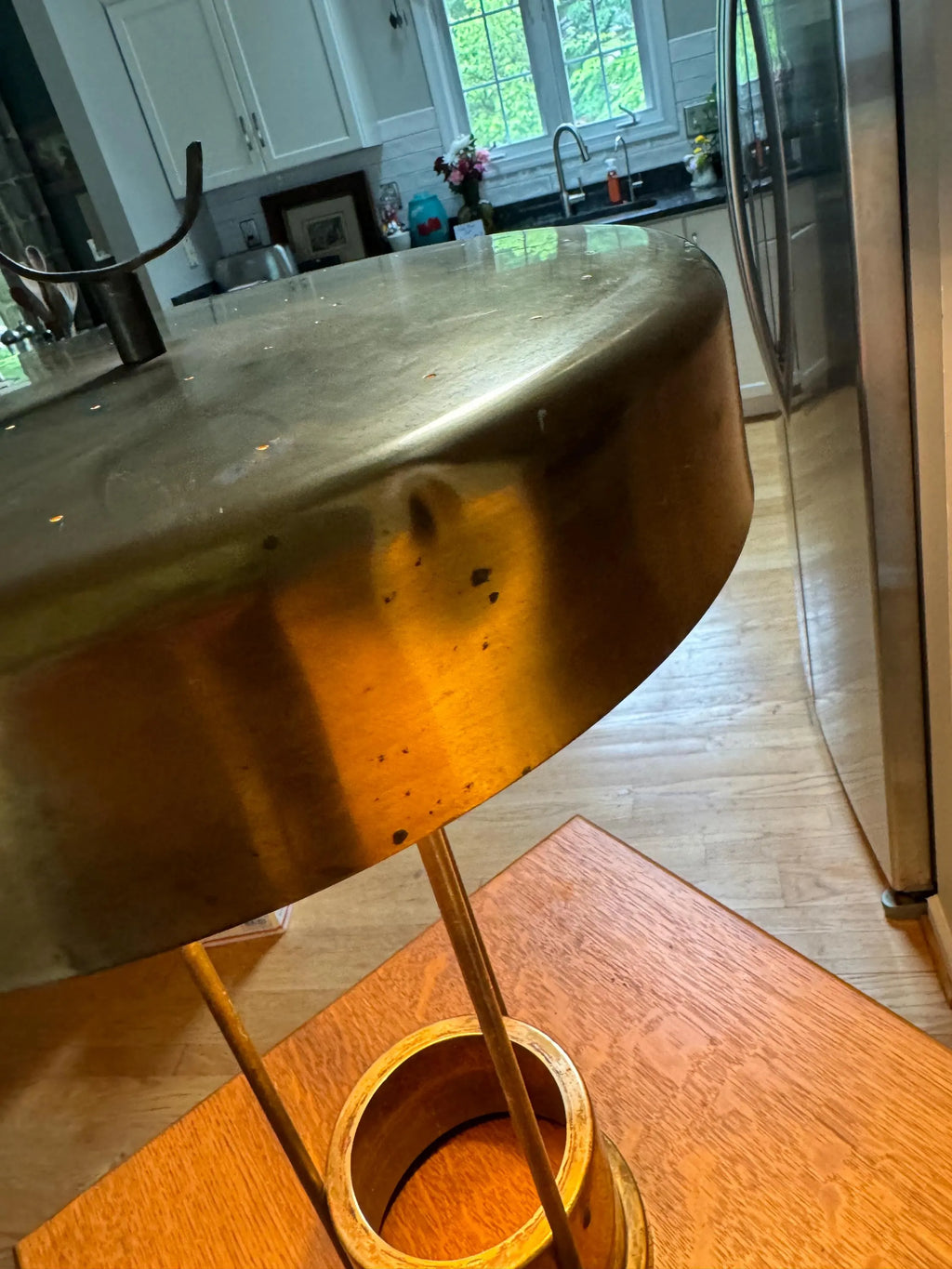 Vtg Large Brass Lamp with Planter | Large Planter Lamp | Unique 3 Fixture Lamp with Planter