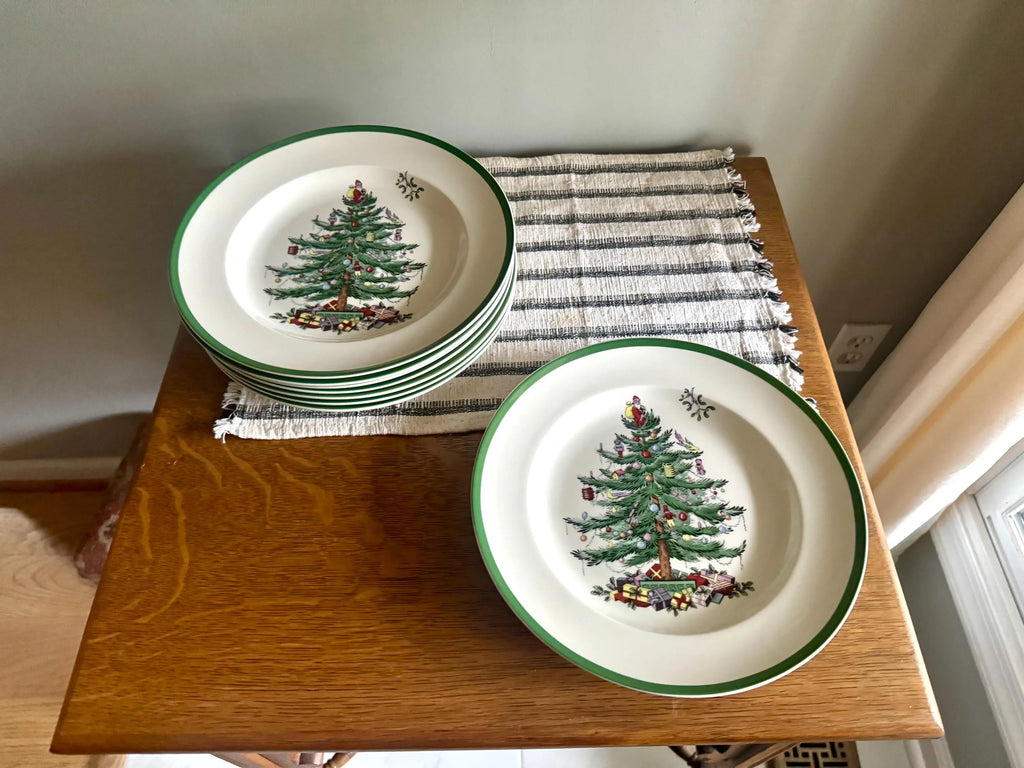 Vtg Spode Christmas Dinner Plate| 10 1/2" Spode Christmas Tree Plate| Spode Christmas Tree Dinner Plates (8 Plates avail)