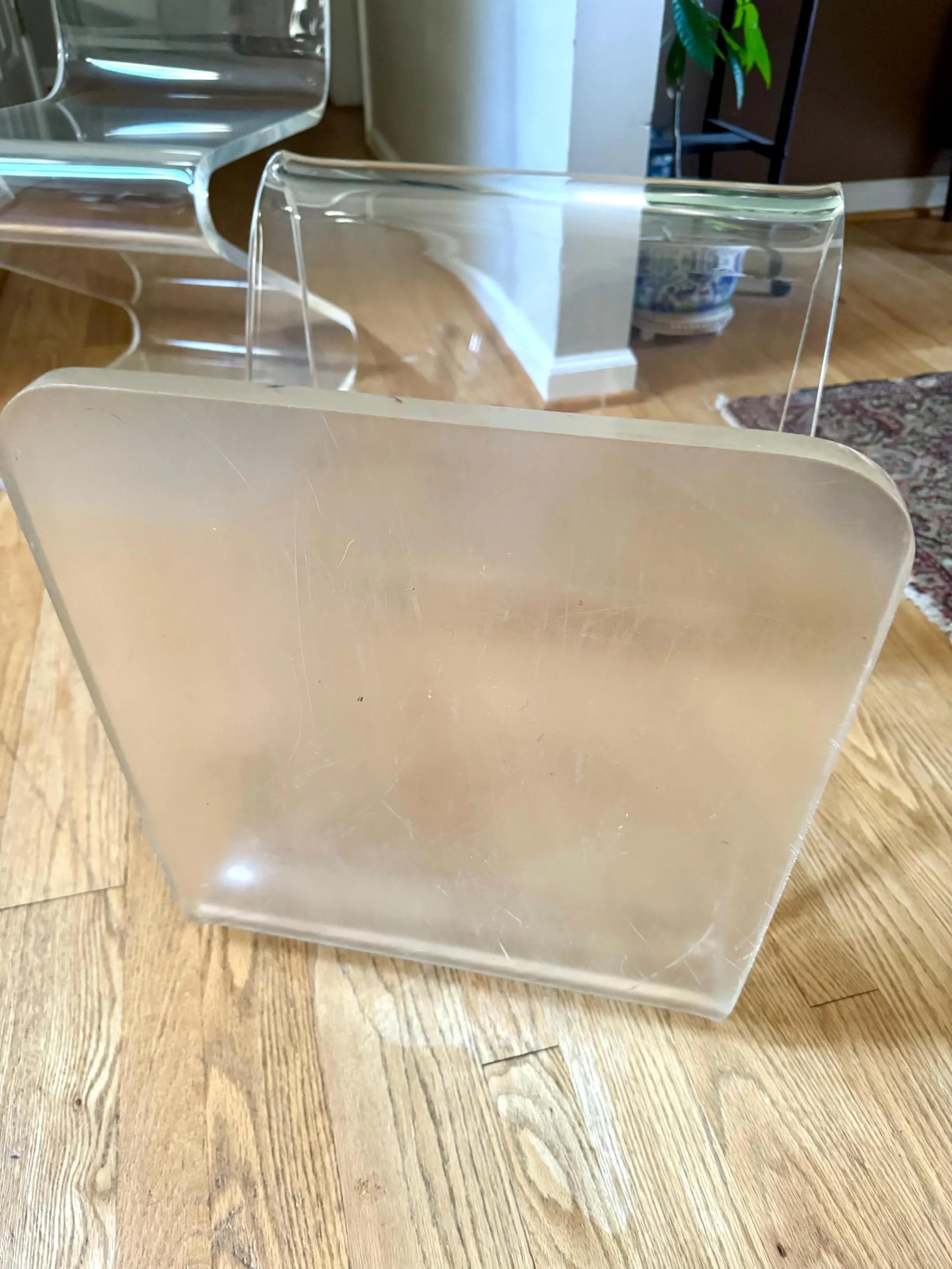 Set of 2 Lucite 'Z' Cantilever Chairs | Clear Lucite Z Chairs | MCM Plexi-Craft Acrylic Z Chairs | Modern "Z" Chairs (2 sets available)