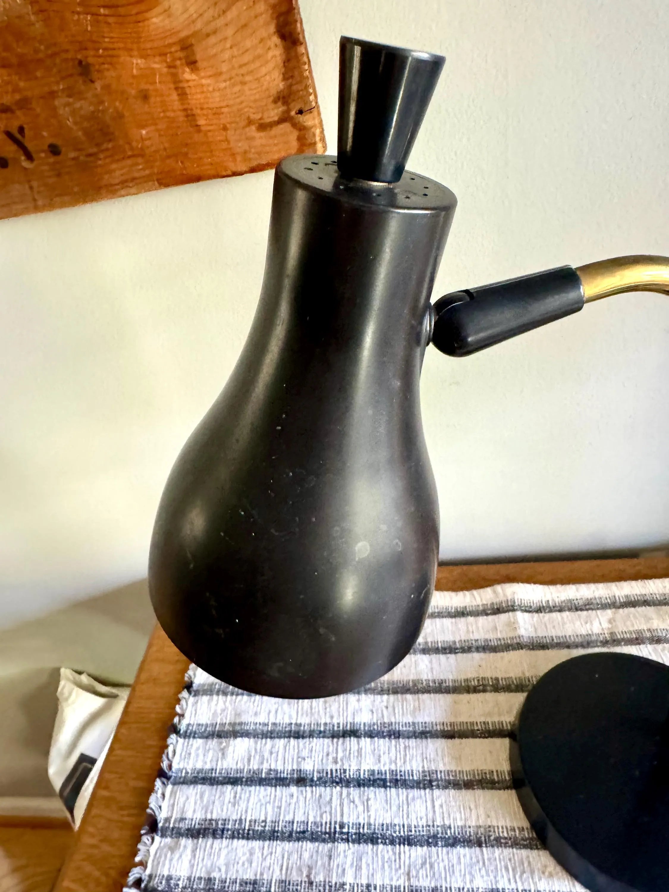 MCM Flat Black Articulating Desk Lamp | Gerald Thurston Style Desk Lamp | Swing Arm Desk Lamp | Black and Gold MCM desk Lamp