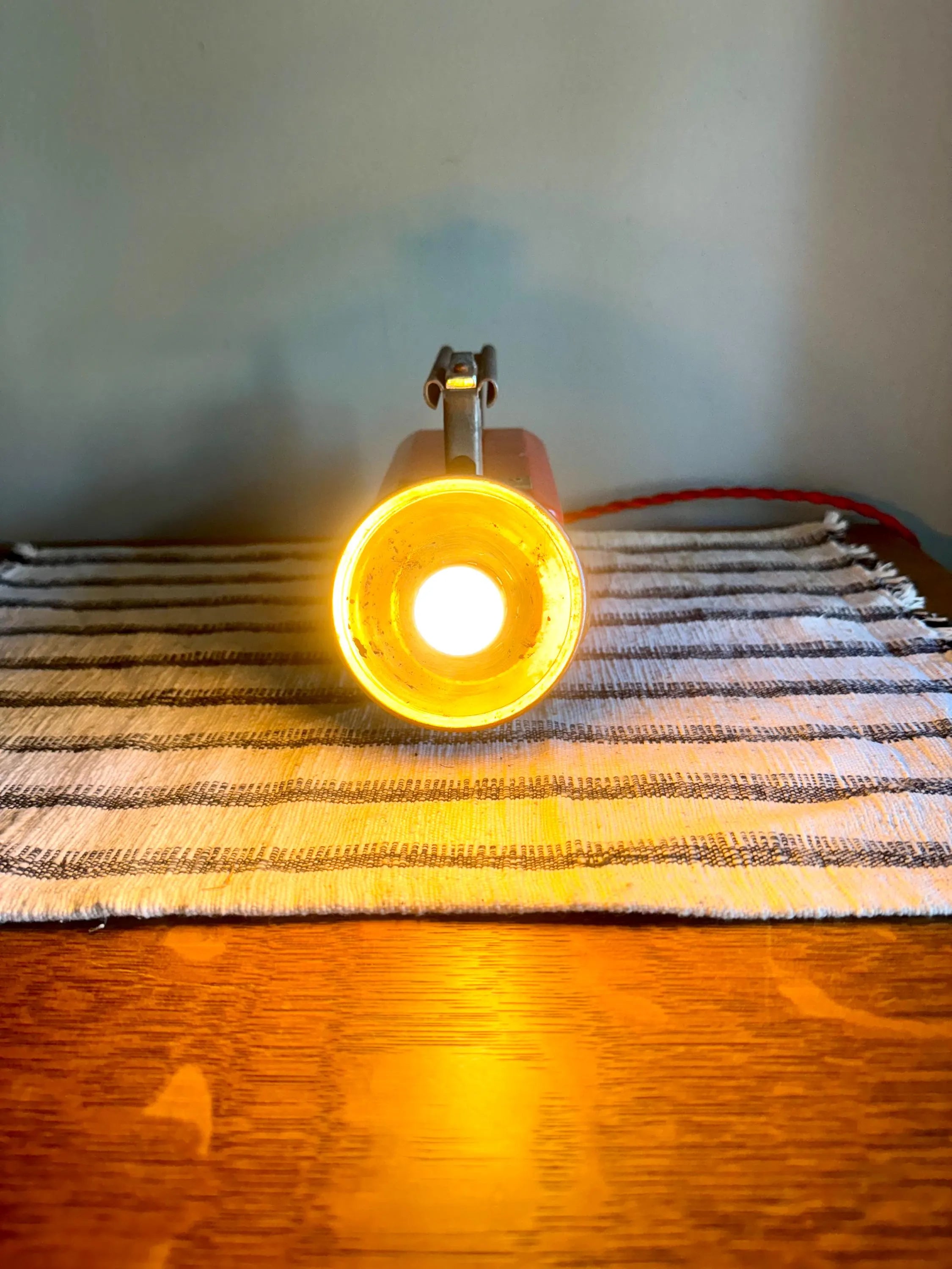 Up-Cycled HunterLantern To A NightLight | Industrial Flashlight Accent Lamp | Rustic Decor Lamp | Red Flashlight Unique Lamp