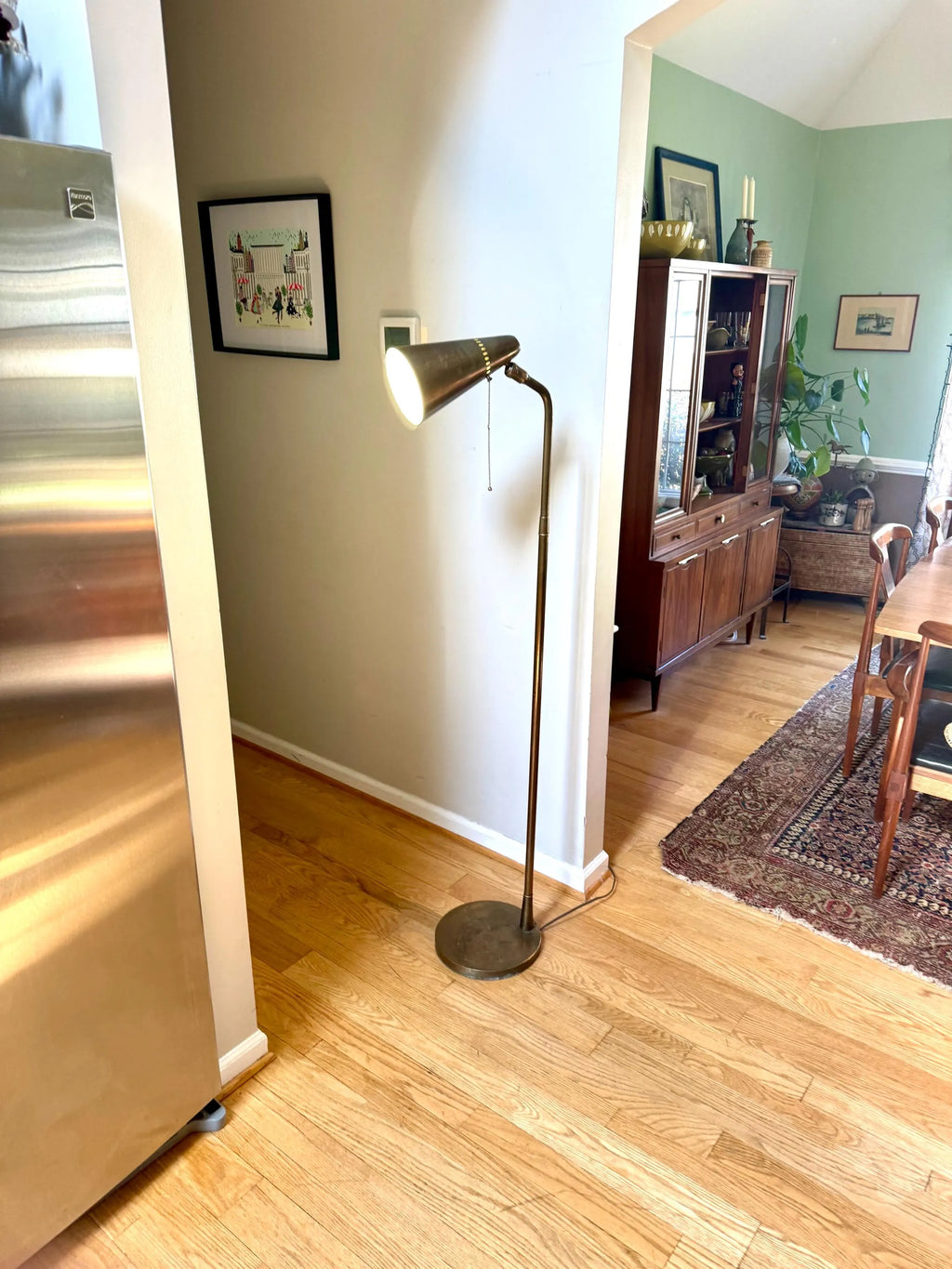 Mid Century Cone Floor Lamp | Brass Atomic Bullet Lamp | Paavo Tynell Style Floor Lamp | Atomic Floor Lamp | Distressed MCM Floor Lamp