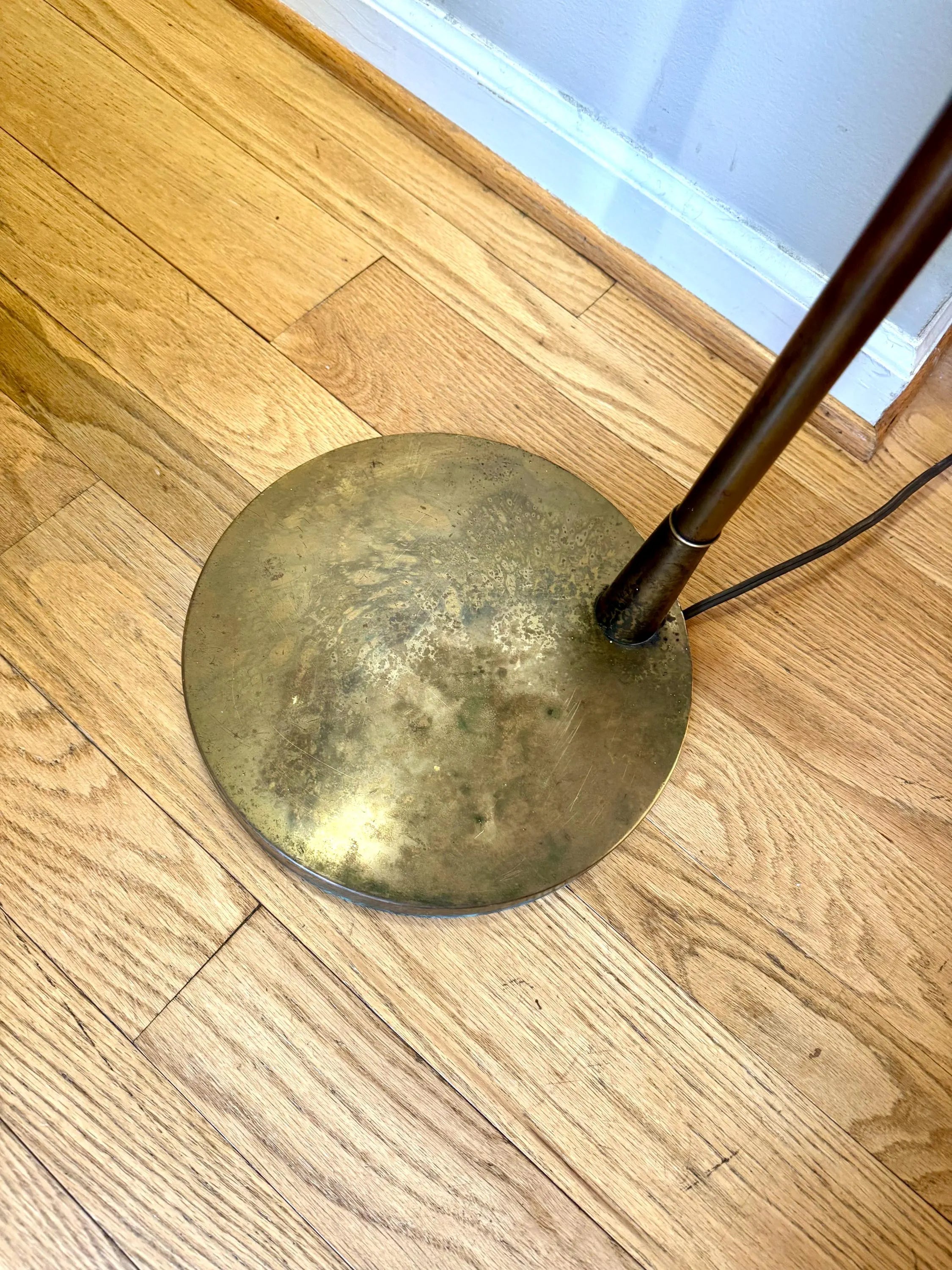 Mid Century Cone Floor Lamp | Brass Atomic Bullet Lamp | Paavo Tynell Style Floor Lamp | Atomic Floor Lamp | Distressed MCM Floor Lamp