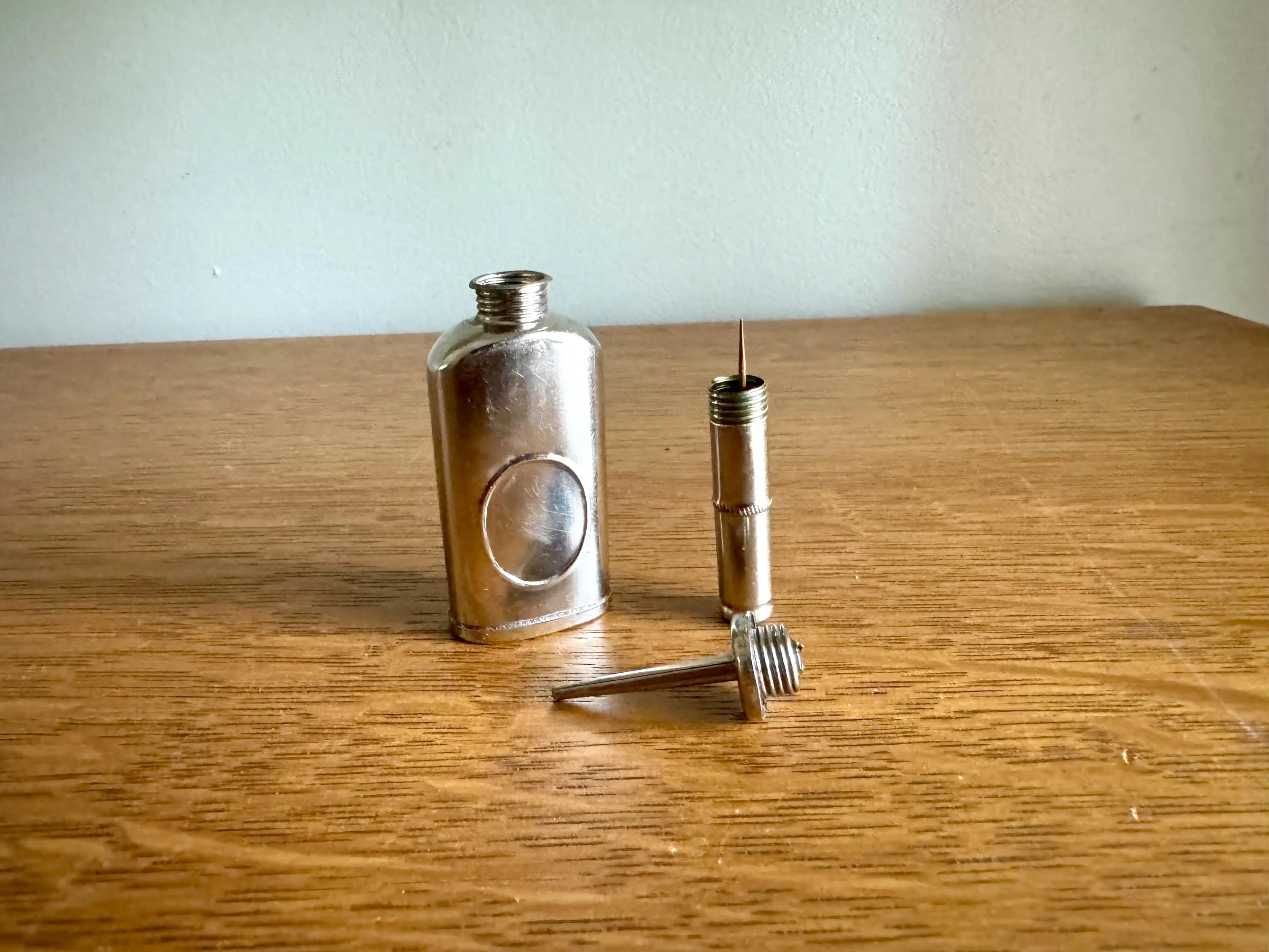 Vtg Small 1895 Oil Can | Tiny Oiler Bottle | Industrial Oil Dispenser | Small Lighter Fuel Can | Antique Oil Can | Fishing Reel Oiler