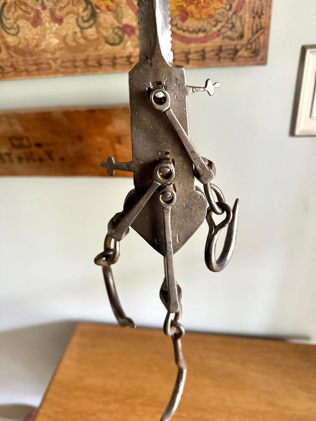 Antique Bourne & Chambers Beam Scale | Iron Bourne Hanging Beam Balance Scale | Primitive Fur Scale | Antique Barn Scale | Tobacco Scale